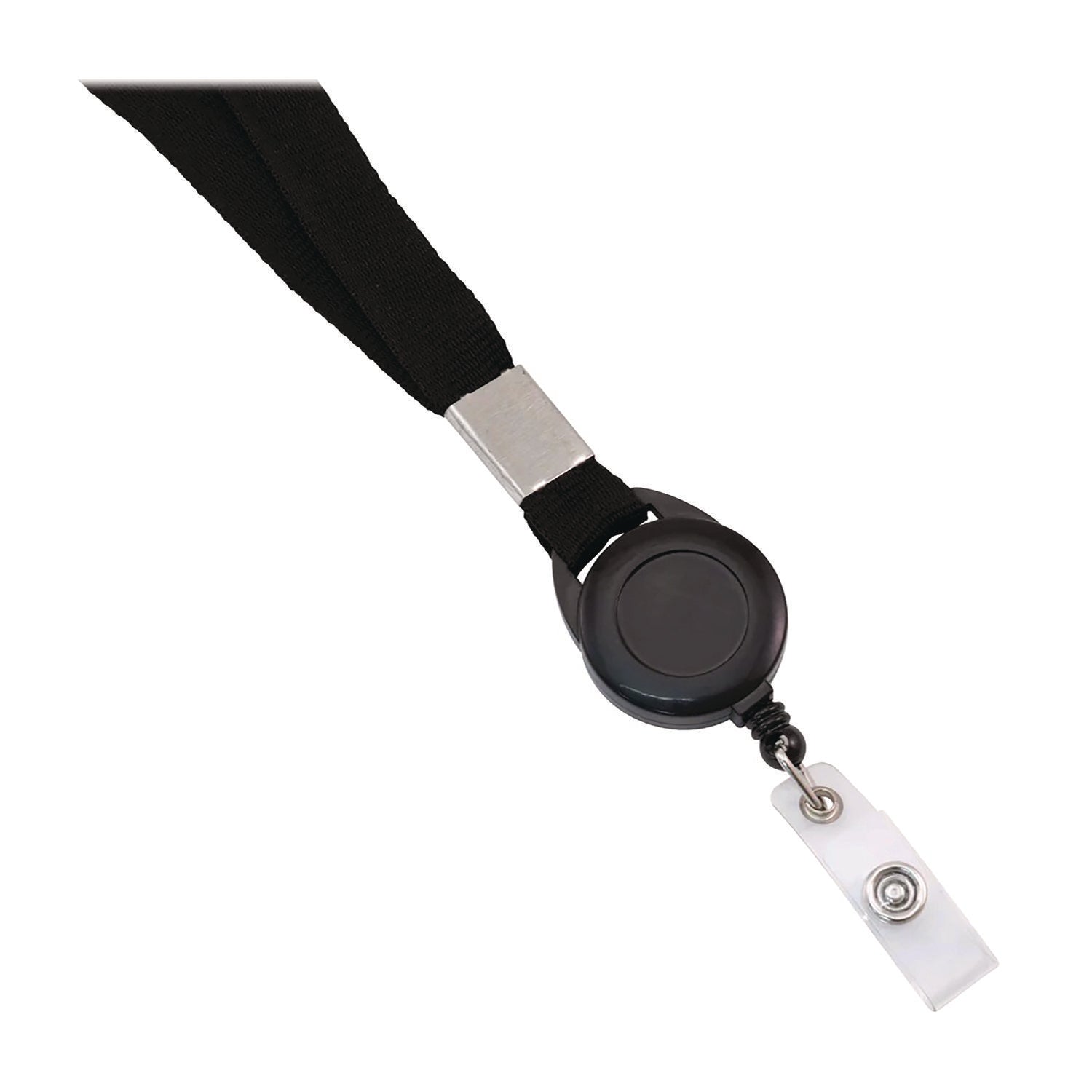 Breakaway Badge Reel with Lanyard, Extends 30", Black/White, 12/Pack