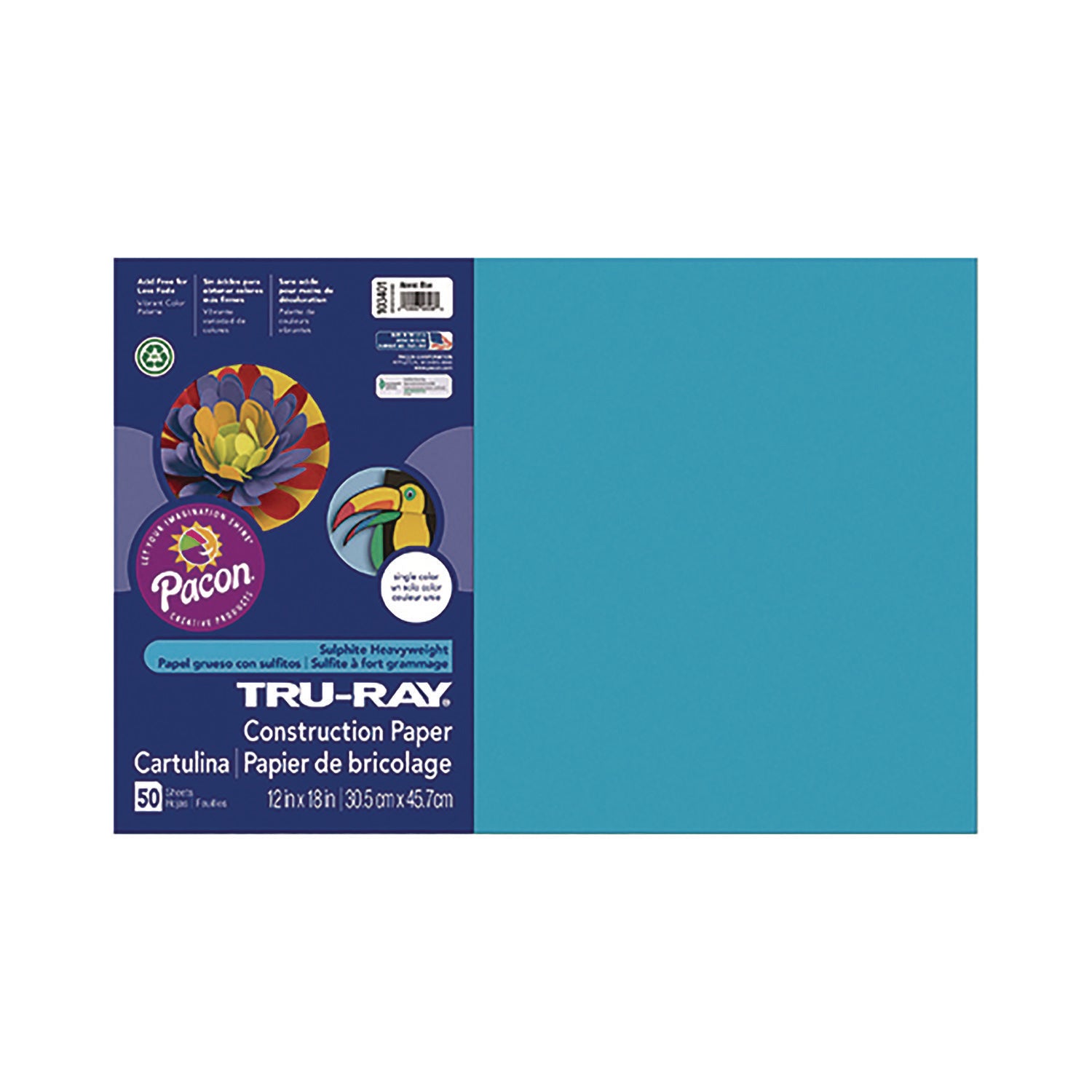 Tru-Ray Construction Paper, 70 lb Text Weight, 12 x 18, Atomic Blue, 50/Pack