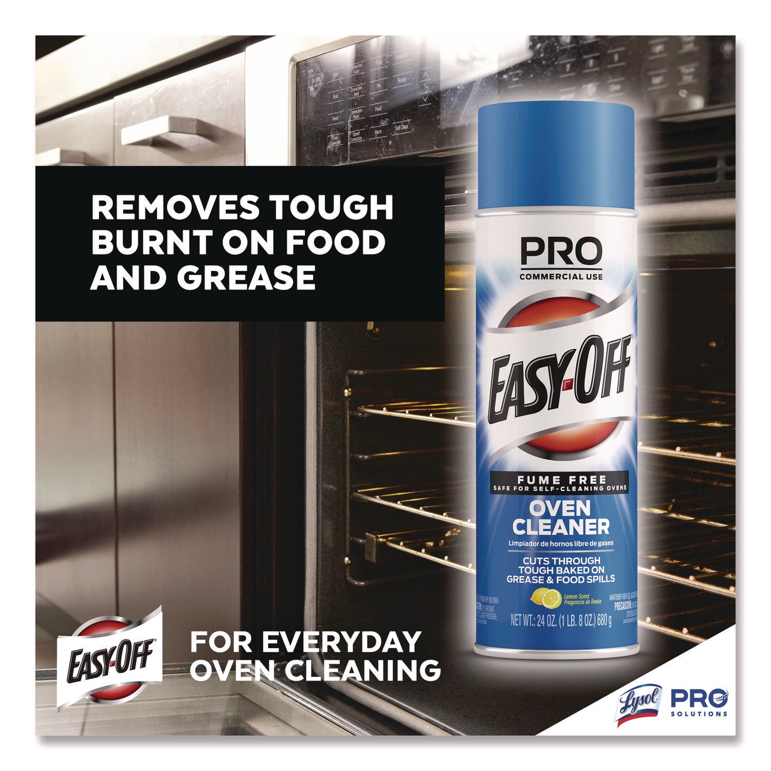 Professional EASY-OFF® Fume Free Max Oven Cleaner, Foam, Lemon, 24 oz Aerosol Spray, 6/Carton