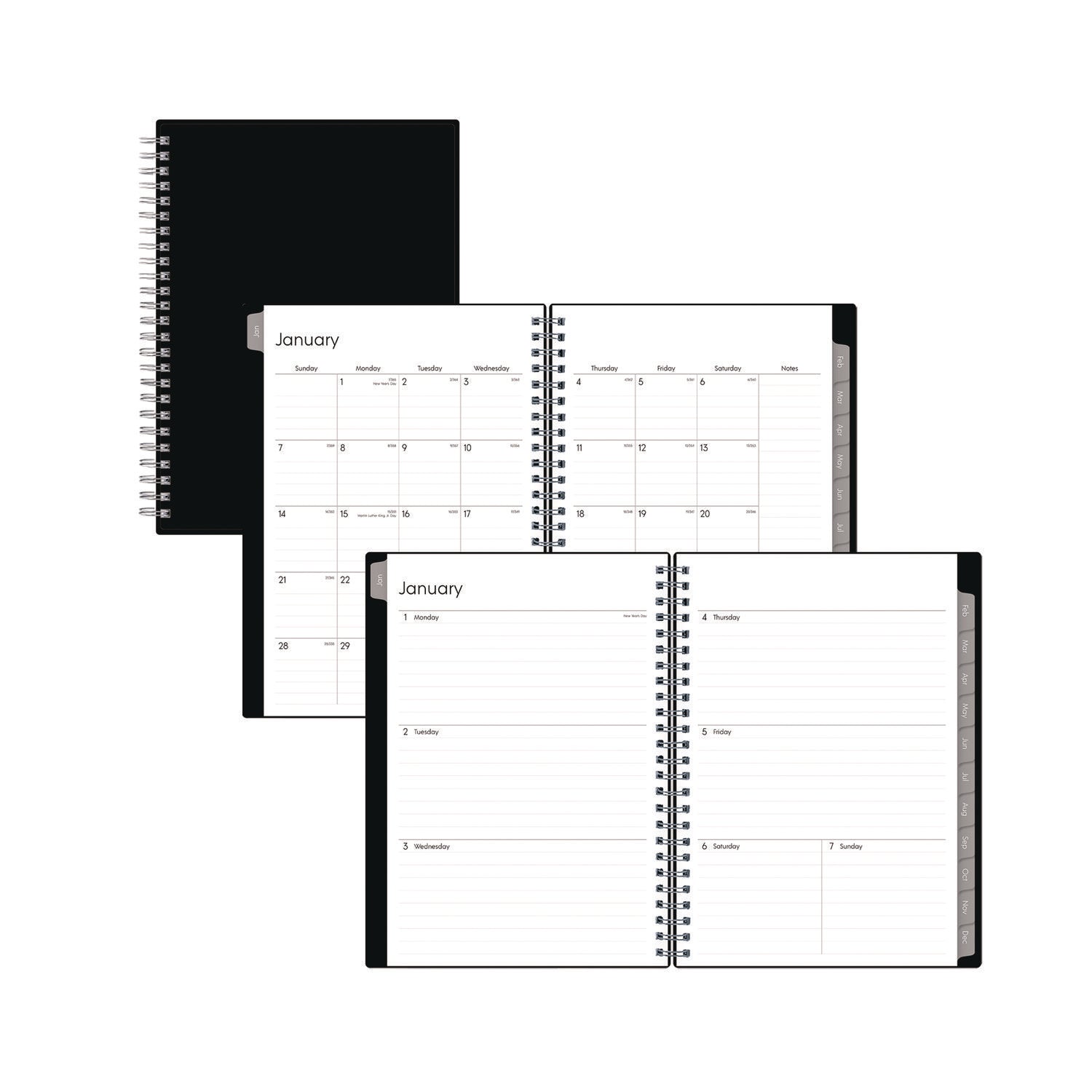 Enterprise Weekly/Monthly Notes Planner, 8.63" x 5.88", Black Cover, 12-Month (Jan to Dec): 2025