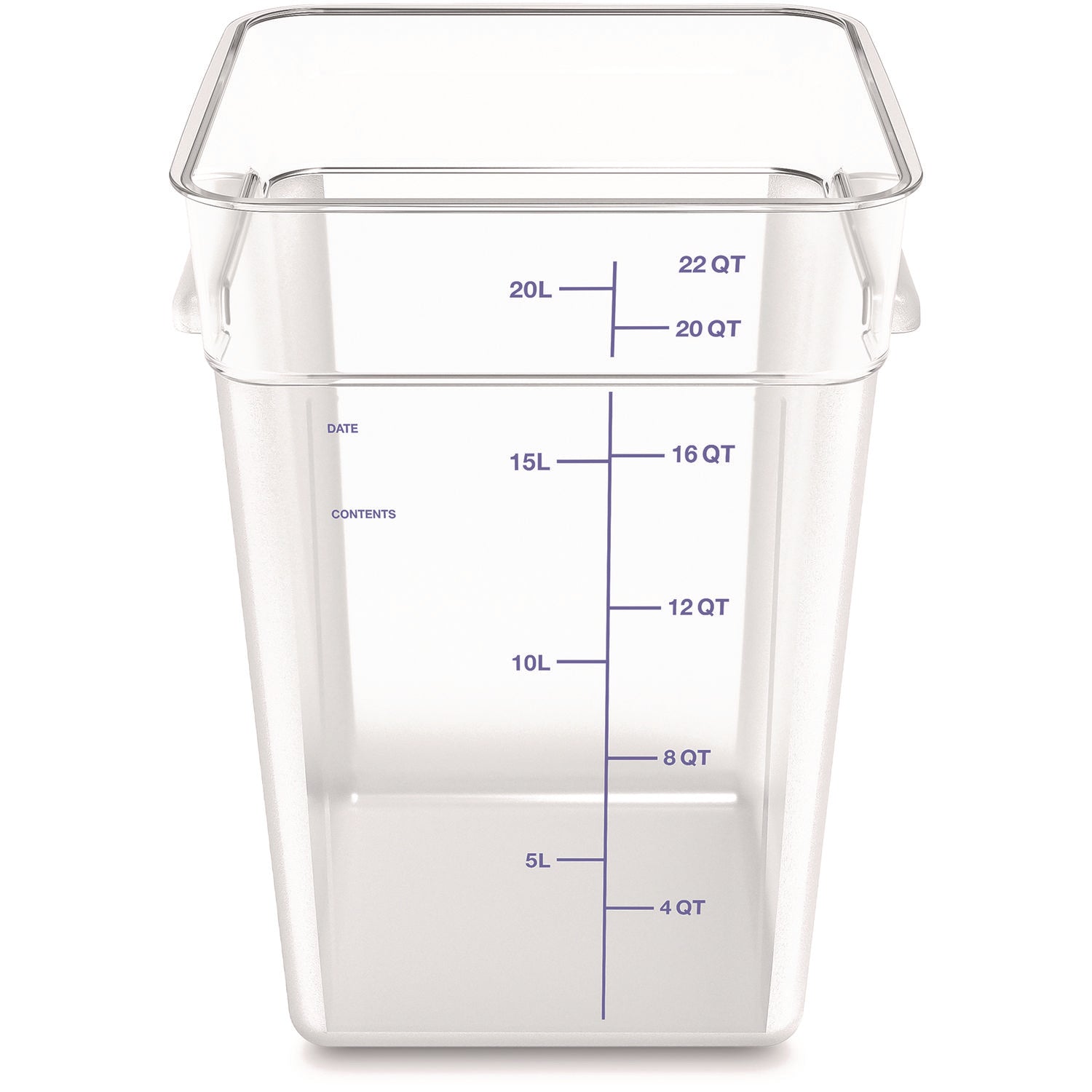 Carlisle Squares Polycarbonate Food Storage Container, 22 qt, 11 13 x 11.13 x 15.72, Clear, Plastic