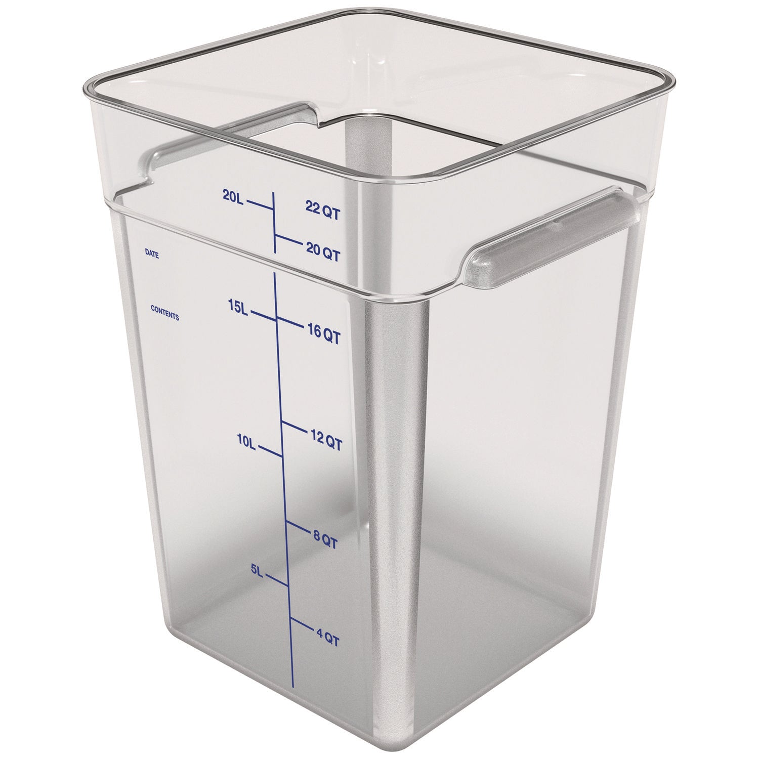 Carlisle Squares Polycarbonate Food Storage Container, 22 qt, 11 13 x 11.13 x 15.72, Clear, Plastic