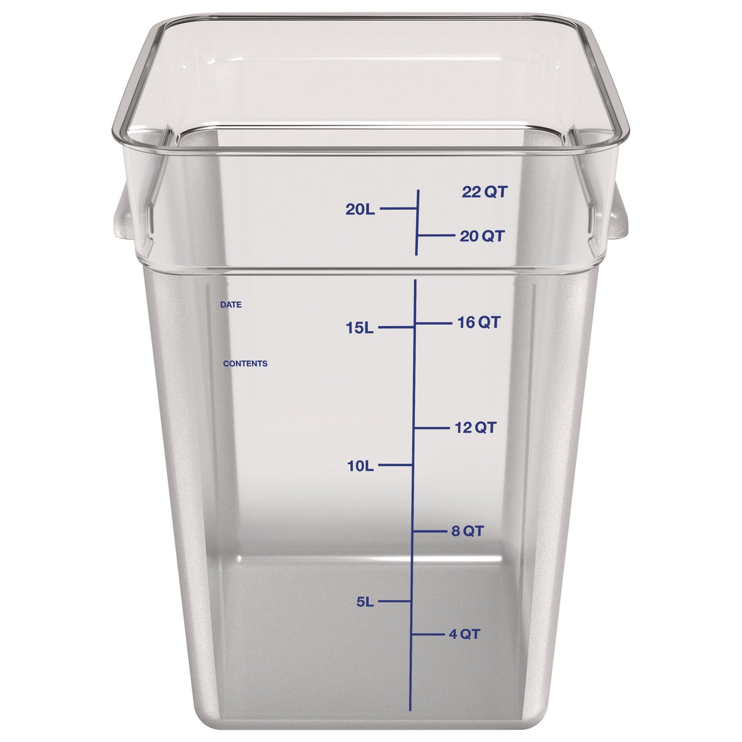 Carlisle Squares Polycarbonate Food Storage Container, 22 qt, 11 13 x 11.13 x 15.72, Clear, Plastic