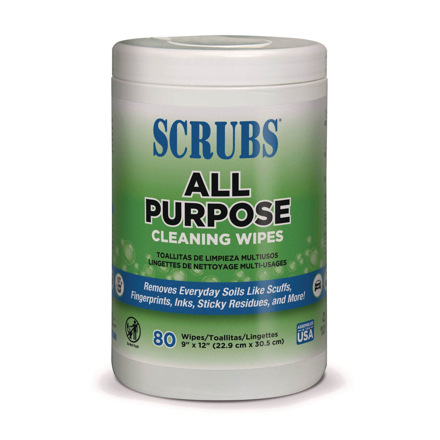 SCRUBS® All Purpose Cleaning Wipes, 9 x 12, Citrus Scent, White, 80 Wipes/Canister, 6 Canisters/Carton