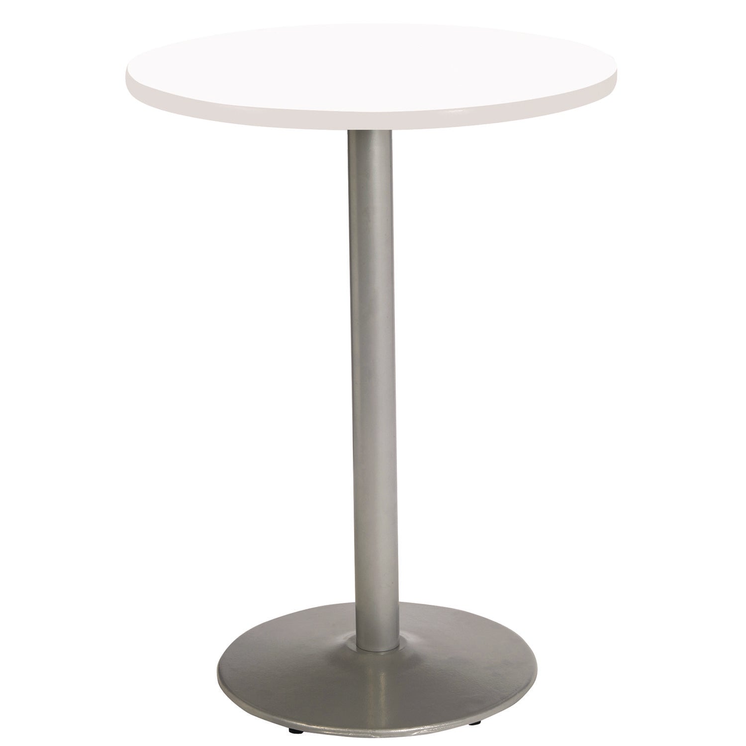 KFI Studios Pedestal Bistro Table with Four Yellow Kool Series Barstools, Round, 36"Dia x 41h, Designer White