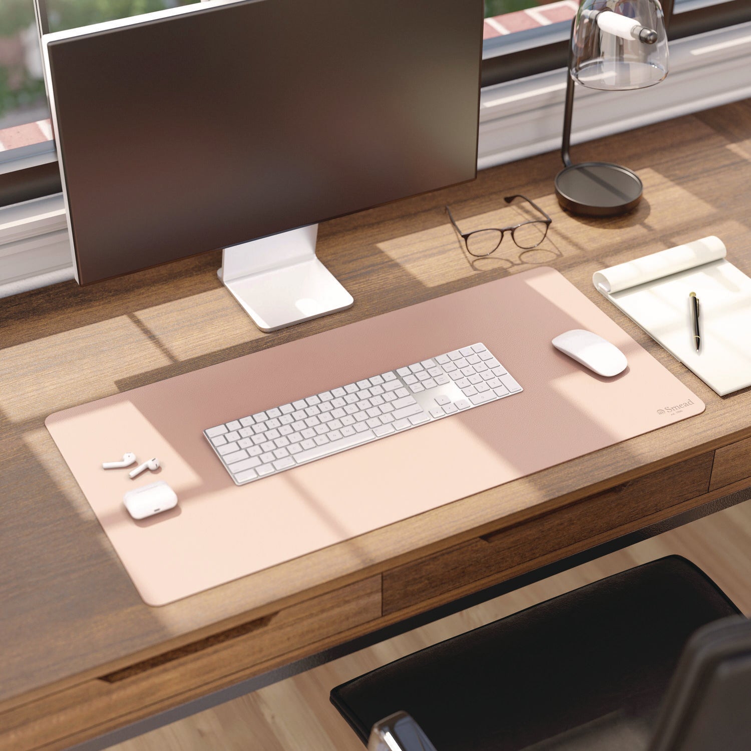 Smead™ Vegan Leather Desk Pads, 31.5 x 15.7, Light Pink