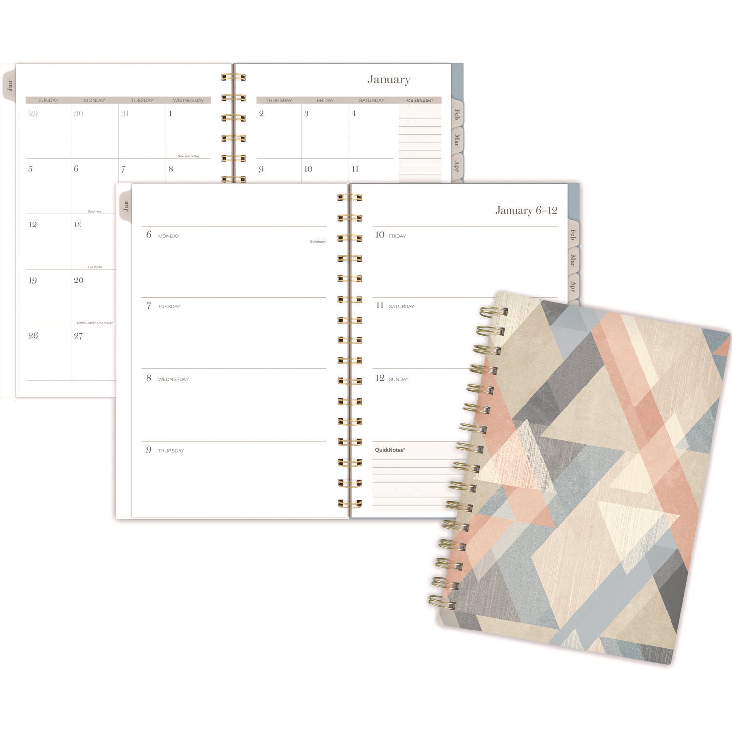 Triad Weekly/Monthly Planner, Geometric Artwork, 8.5" x 6.38", Multicolor Cover, 12-Month (Jan to Dec): 2025 Cambridge® Flipcost