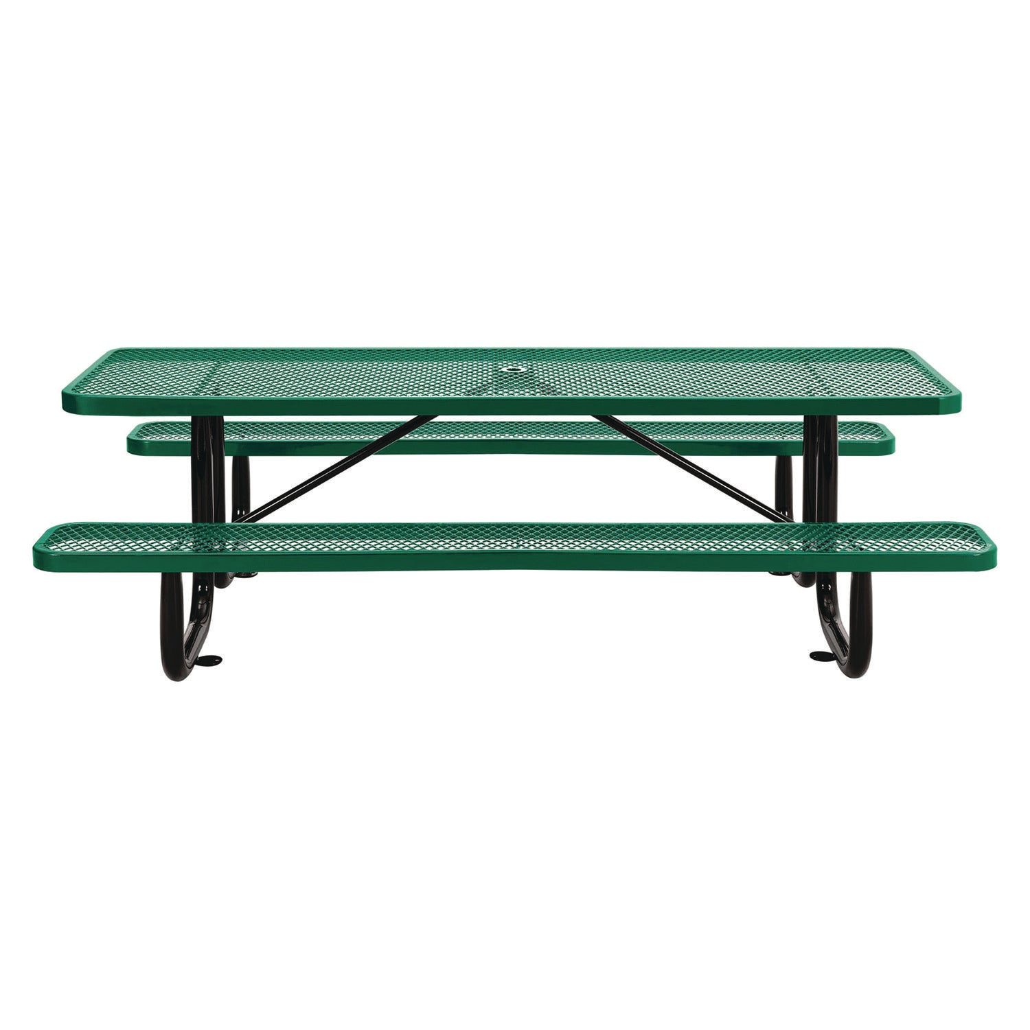 Expanded Steel Picnic Table, Rectangular, 96 x 62 x 29.5, Green Top, Green Base/Legs Global Industrial® Flipcost