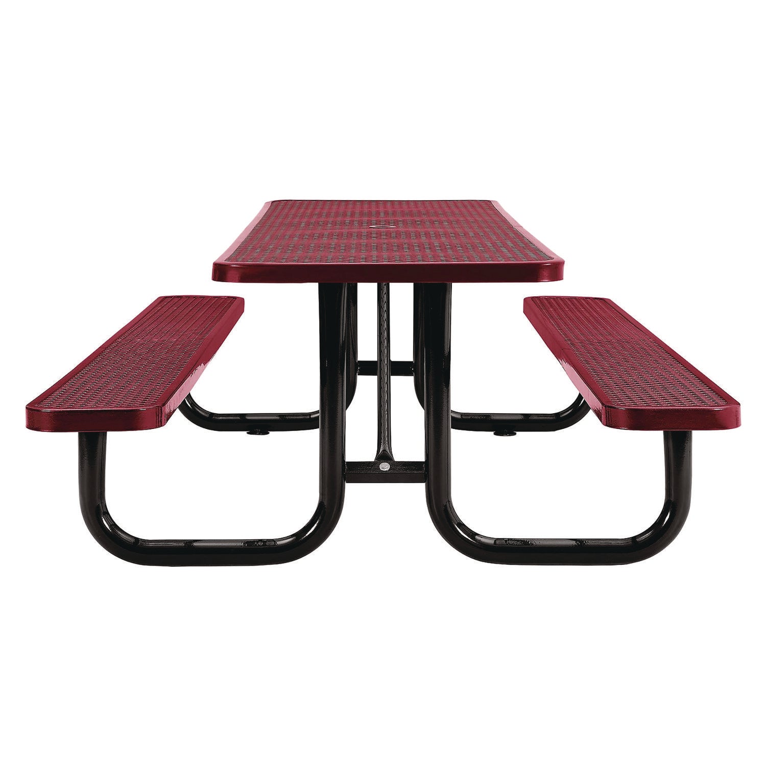 Expanded Steel Picnic Table, Rectangular, 96 x 62 x 29.5, Red Top, Red Base/Legs Global Industrial® Flipcost