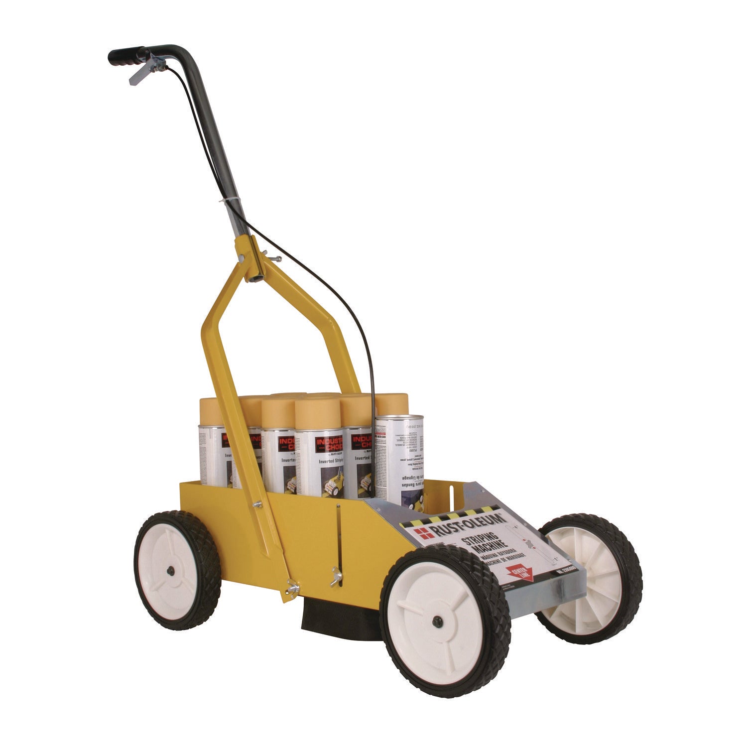 Rust-Oleum® Professional Striping Machine, Accommodates Up to 13 Standard Inverted Striping Paint Spray Cans, Yellow
