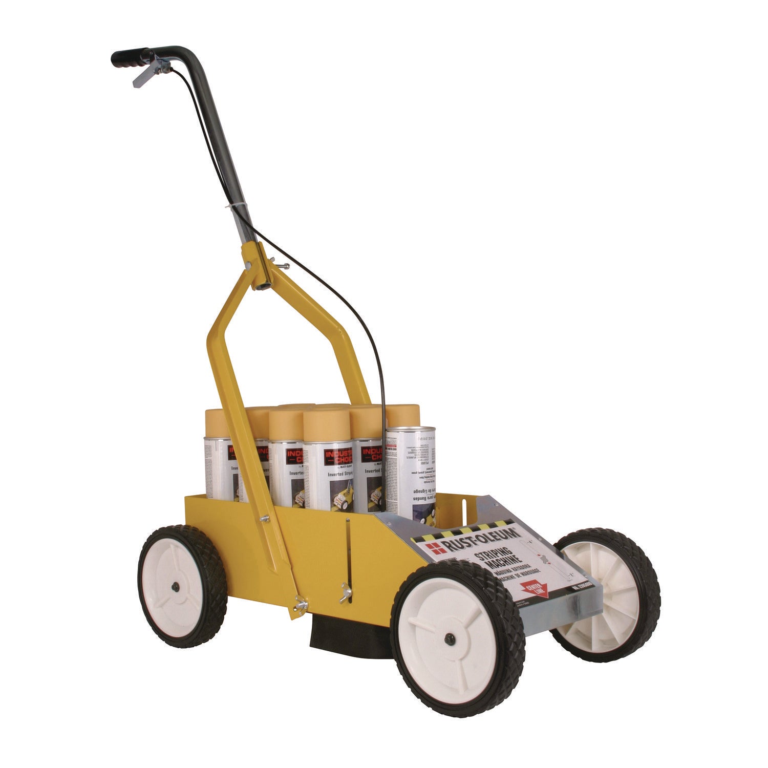 Professional Striping Machine, Accommodates Up to 13 Standard Inverted Striping Paint Spray Cans, Yellow