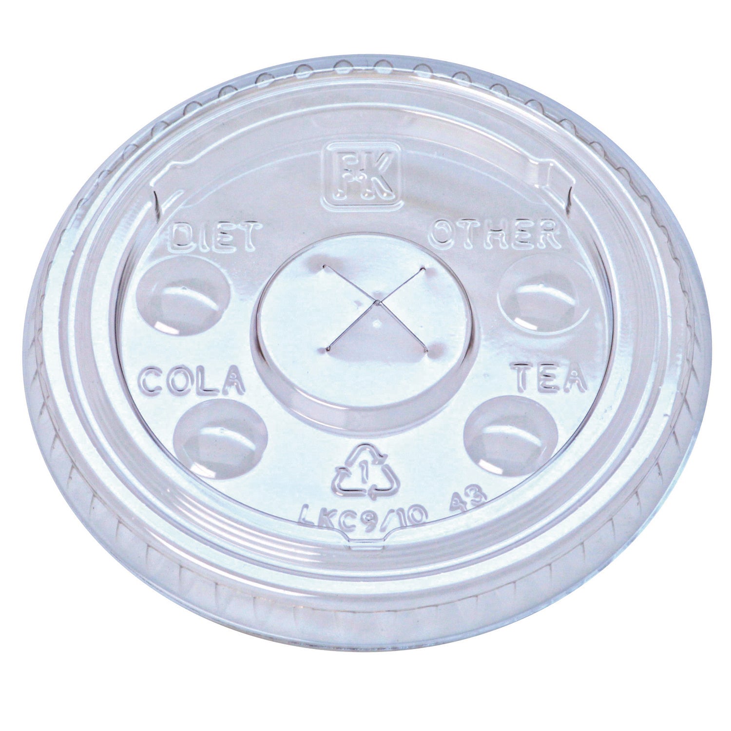 Kal-Clear/Nexclear Drink Cup Lids, Flat Lid w/X-Style Straw Slot and Flavor Buttons, Fits 9-10 oz Cold Cups, Clear, 2,500/CT