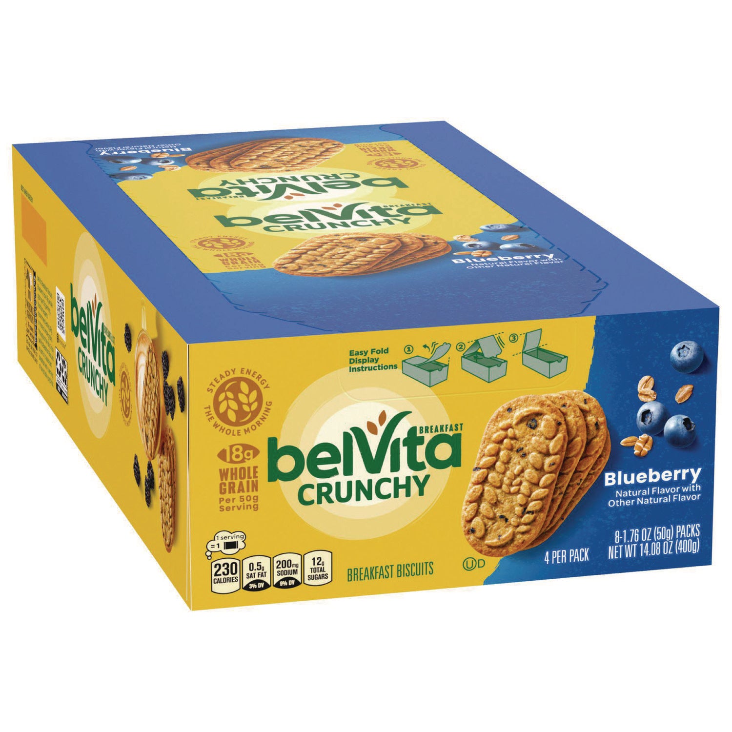 Nabisco® belVita Breakfast Biscuits, 1.76 oz Pack, Blueberry, 8 Packs/Box, 8 Boxes/Carton