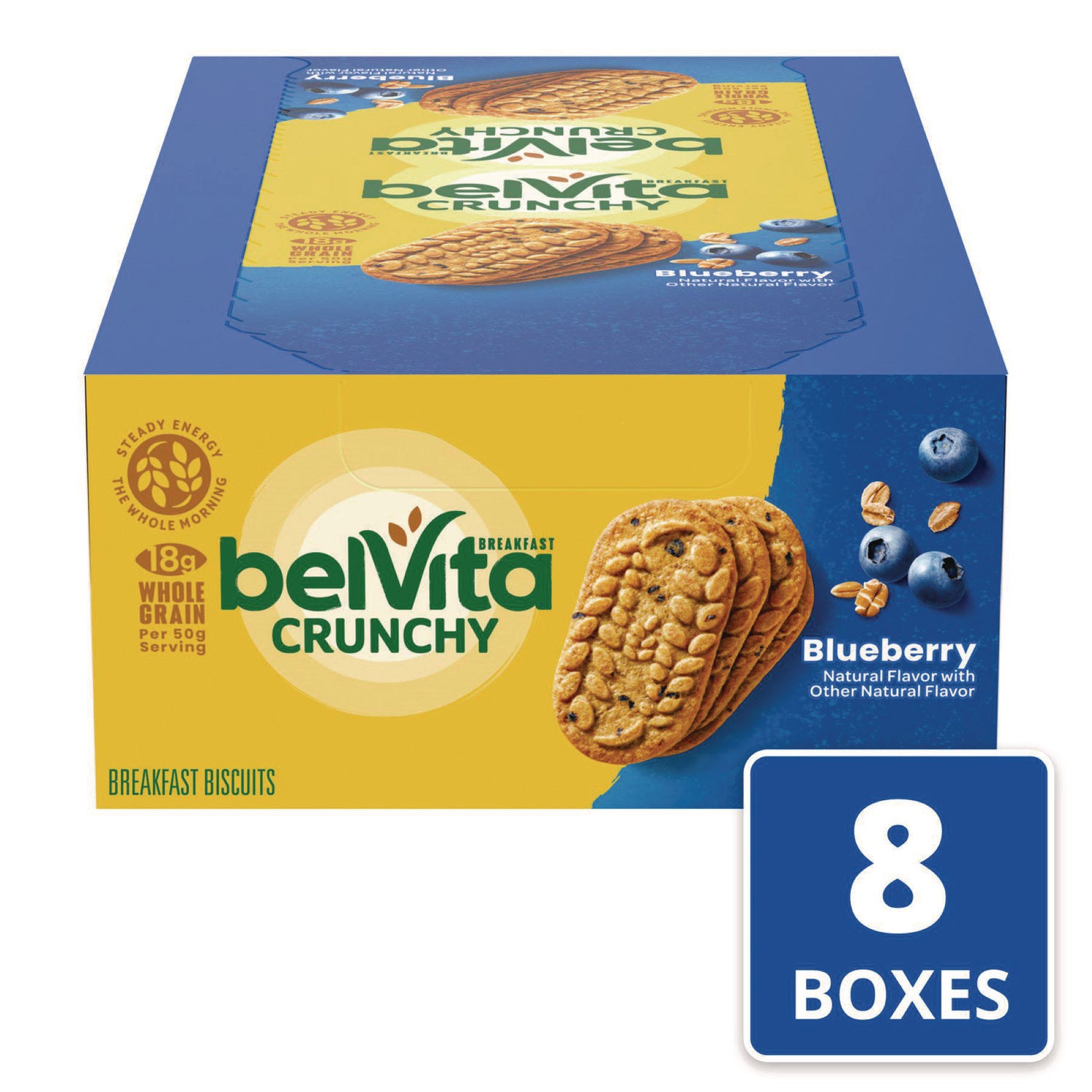 Nabisco® belVita Breakfast Biscuits, 1.76 oz Pack, Blueberry, 8 Packs/Box, 8 Boxes/Carton