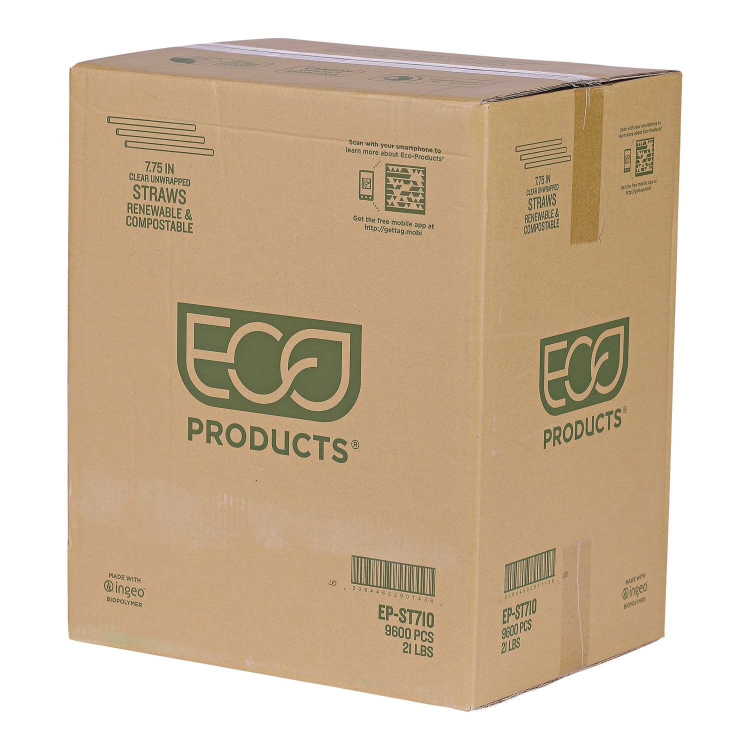 Eco-Products® PLA Straws, 7.75", 400/Pack, 24 Packs/Carton