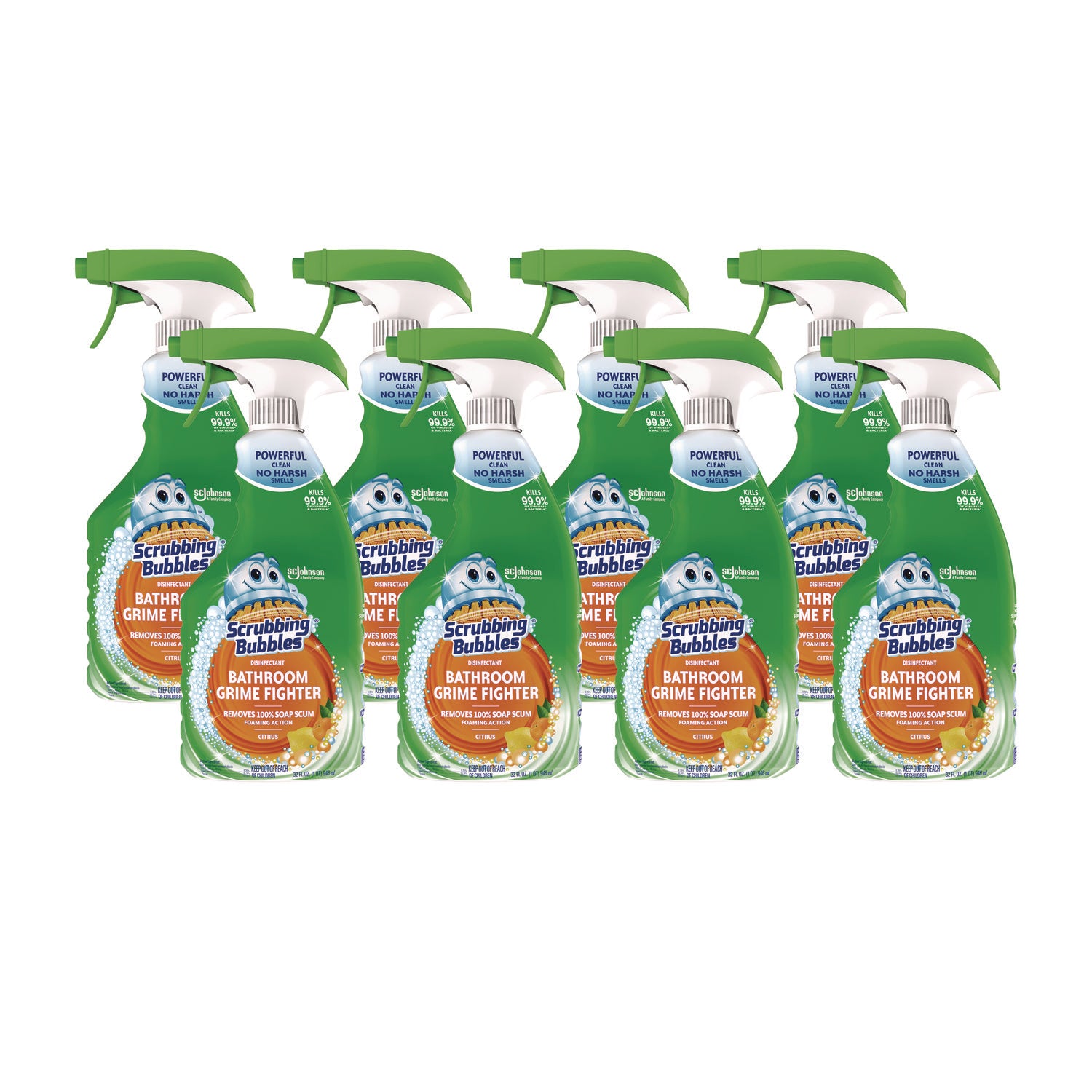 Scrubbing Bubbles® Multi Surface Bathroom Cleaner, Citrus Scent, 32 Oz Spray Bottle, 8/carton