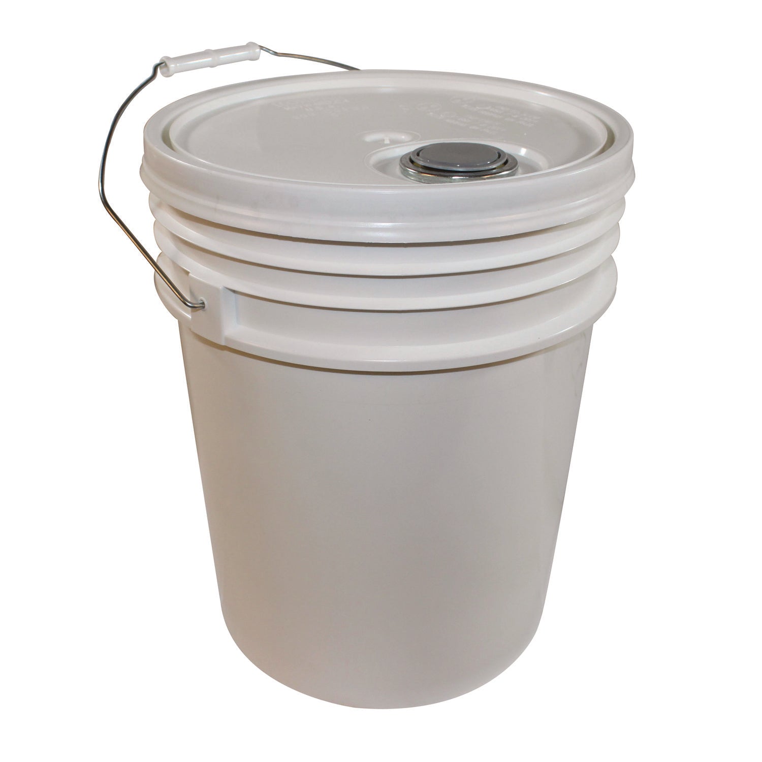 Utility Bucket with Lid, 5 gal, Polyethylene, White, 11.25" dia