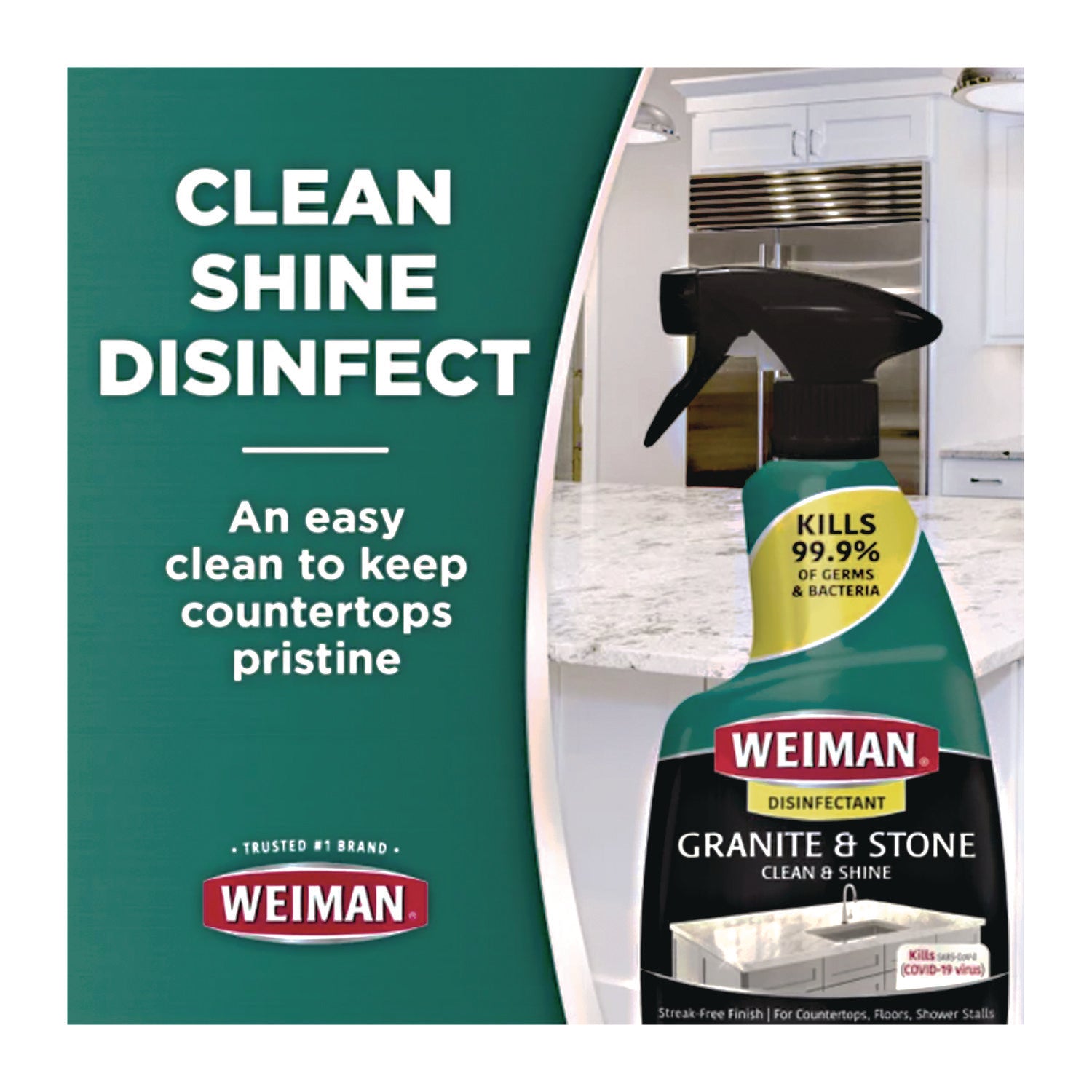 WEIMAN® Granite Cleaner and Polish, Citrus Scent, 24 oz Spray Bottle, 6/Carton