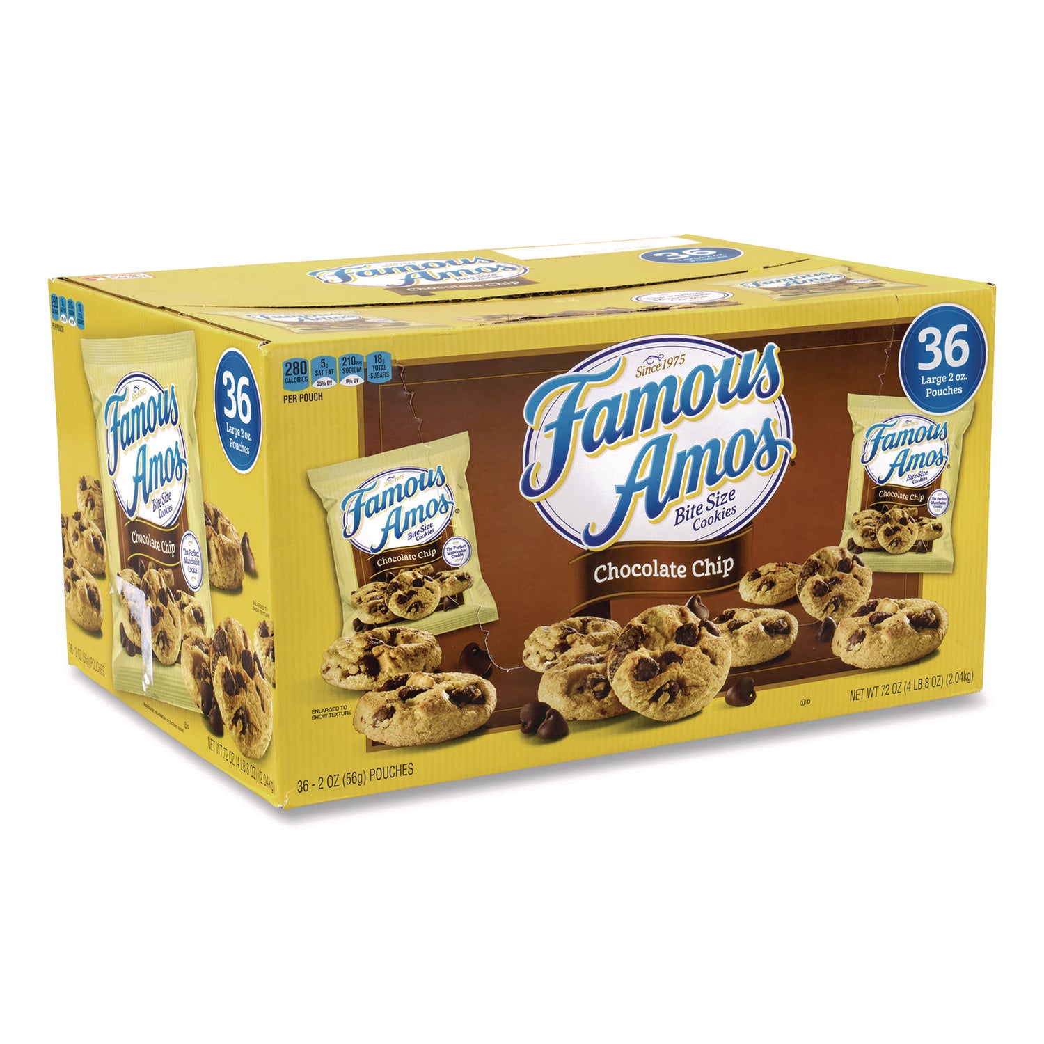 Famous Amos® Famous Amos Cookies, Chocolate Chip, 2 oz Bag, 36/Carton