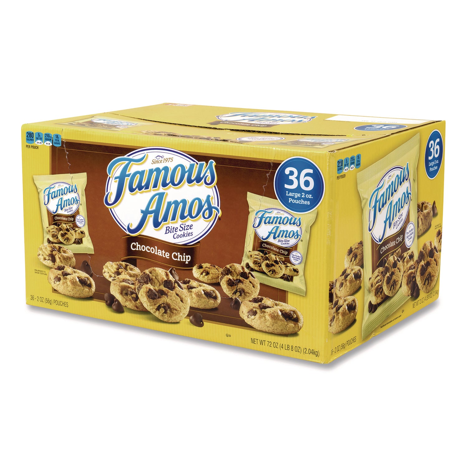 Famous Amos® Famous Amos Cookies, Chocolate Chip, 2 oz Bag, 36/Carton