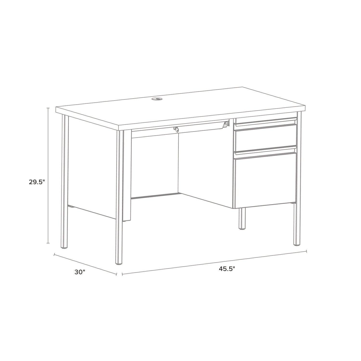 Single Pedestal Steel Desk, 45" x 24" x 29.5", Mahogany/Charcoal, Charcoal Legs Alera® Flipcost