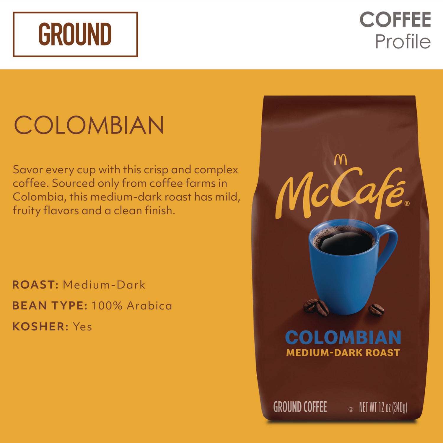 McCafe® Ground Coffee, Colombian, 12 oz Bag