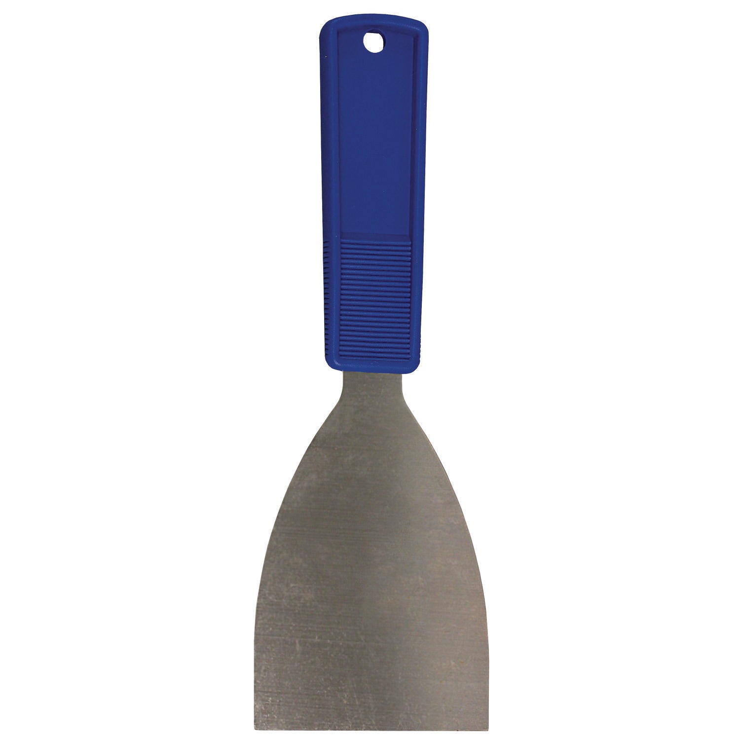 Putty Knife, 3" Wide, Stainless Steel Blade, Blue Polypropylene Handle