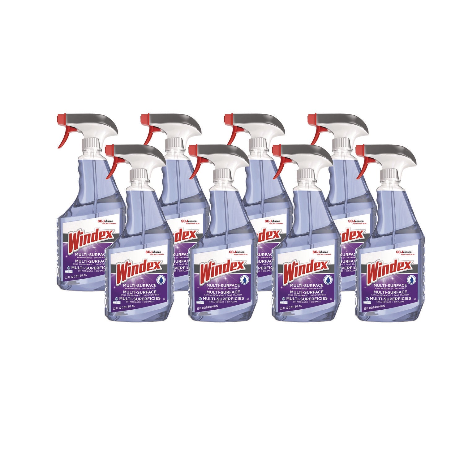 Non-Ammoniated Glass/Multi Surface Cleaner, Fresh Scent, 32 oz Bottle, 8/Carton