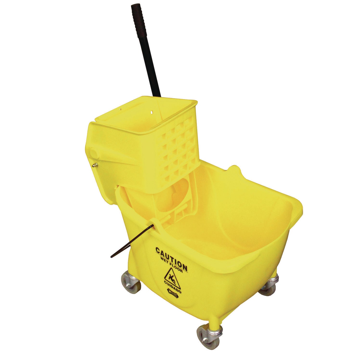 Impact® Side-Press Wringer and Plastic Bucket Combo, 12 to 32 oz, Yellow