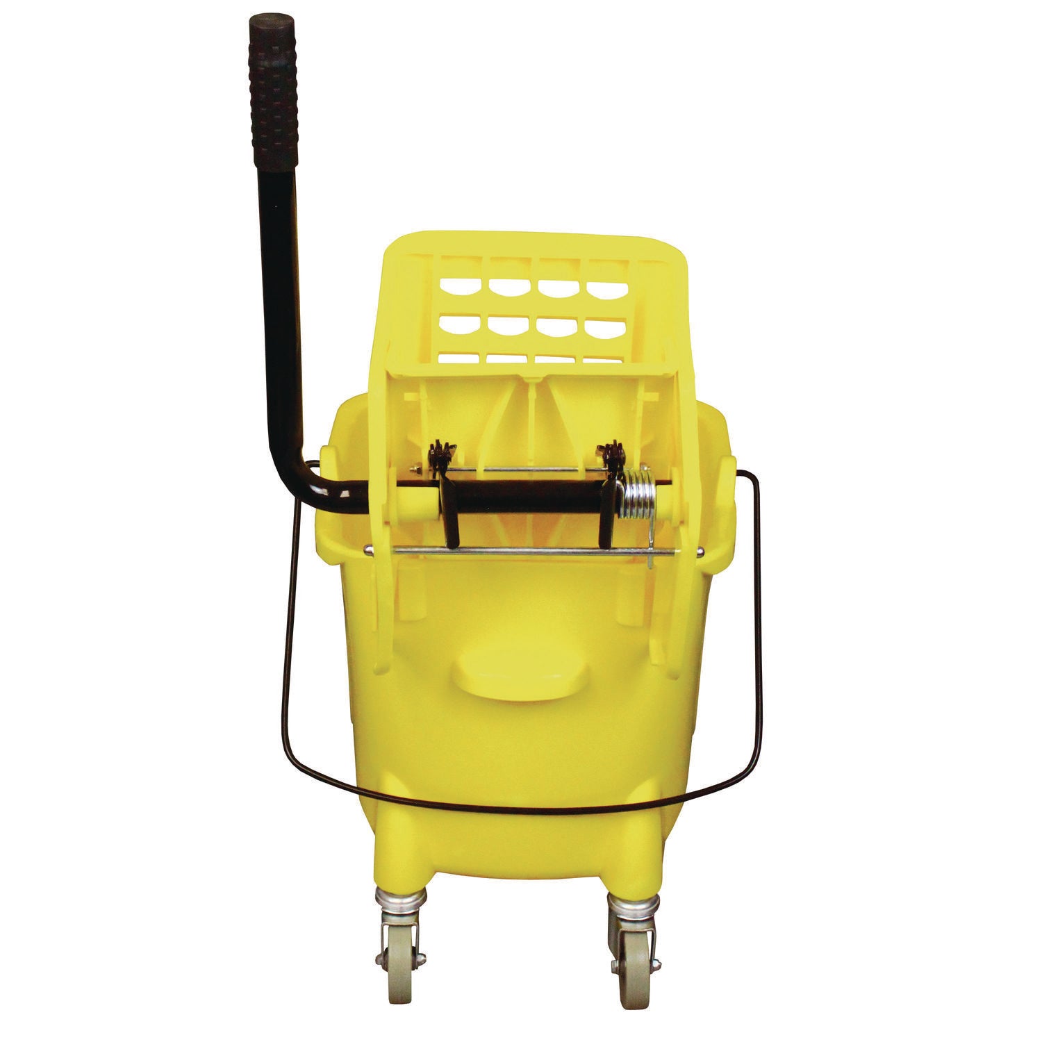 Impact® Side-Press Wringer and Plastic Bucket Combo, 12 to 32 oz, Yellow