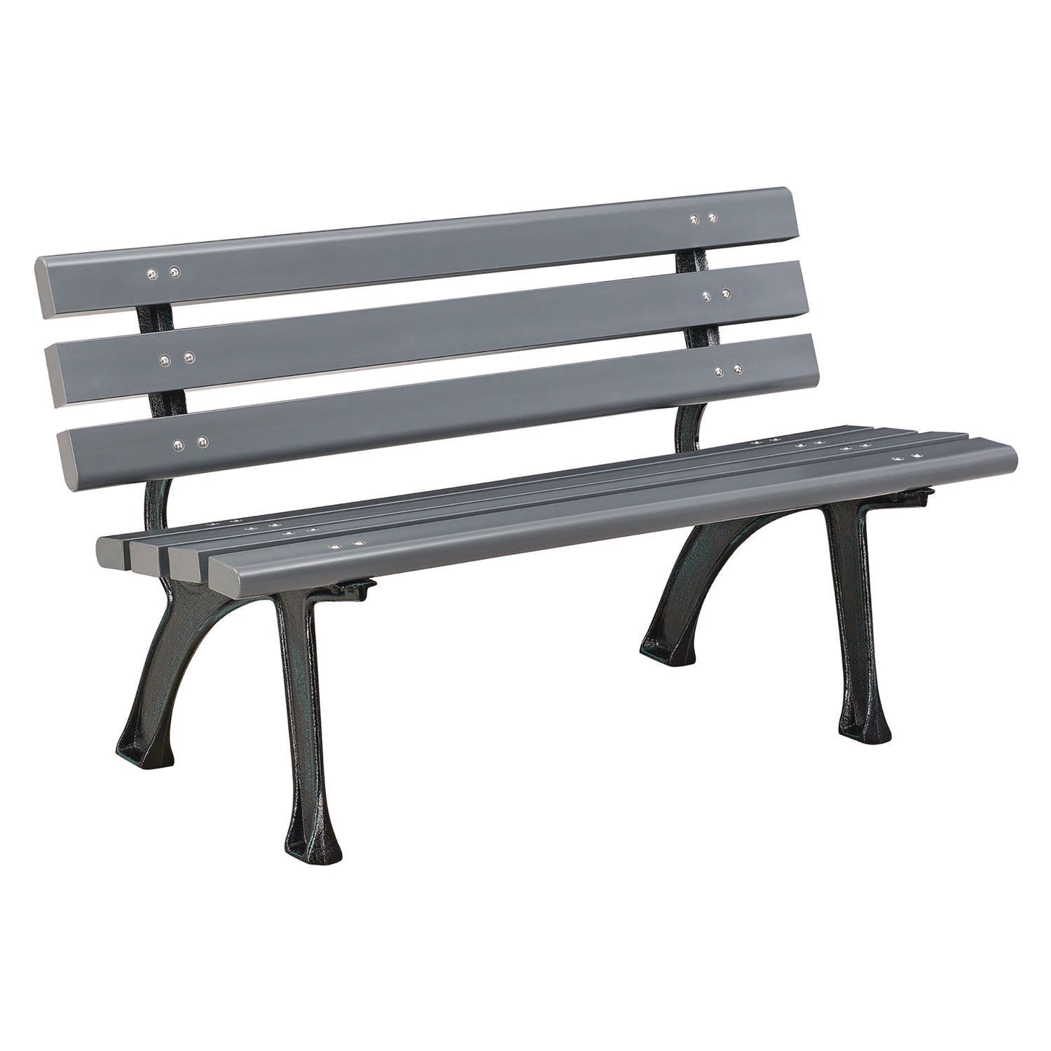 Recycled Plastic Benches with Back, 48 x 23 x 28, Gray