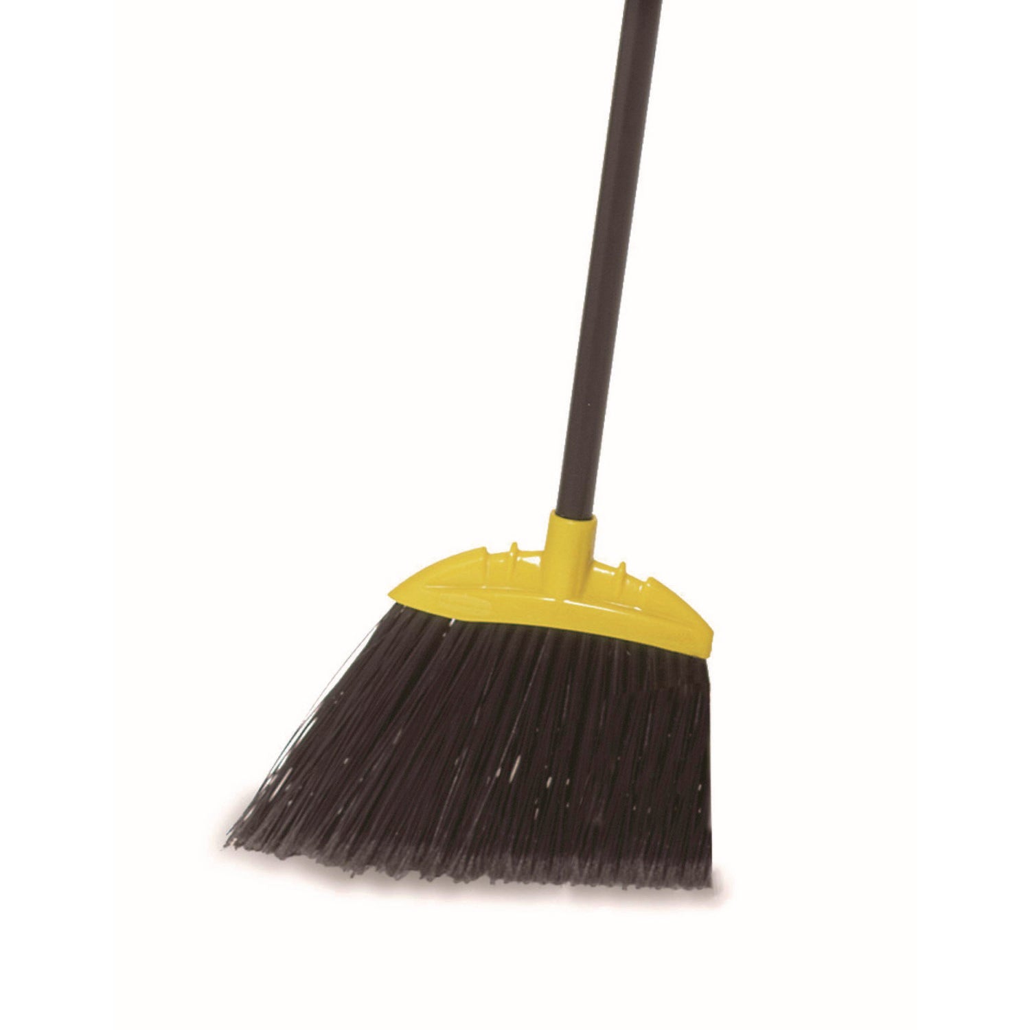 Rubbermaid® Commercial Jumbo Smooth Sweep Angled Broom, 46" Handle, Black/Yellow, 6/Carton