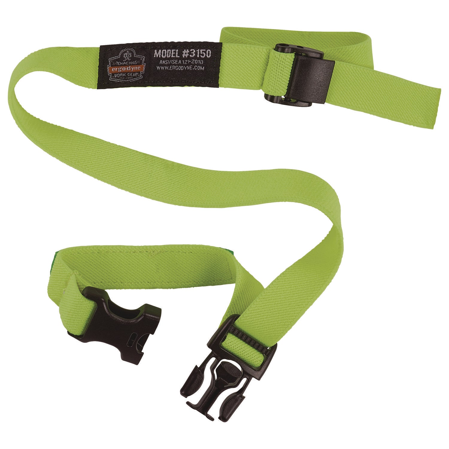 Squids 3150 Elastic Lanyard with Buckle, 2 lb Max Working Capacity, 18"-48" Long, Lime, 10/Pack