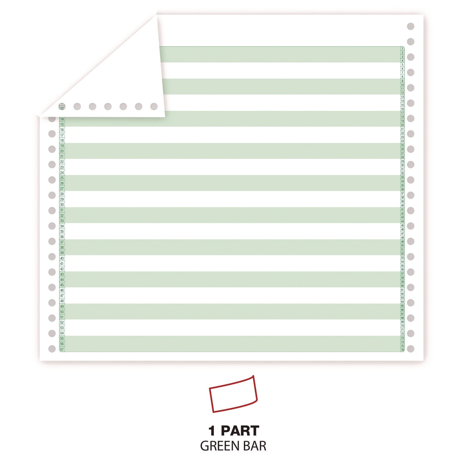 Universal® Printout Paper, 1-Part, 20 lb Bond Weight, 14.88 x 11, White/Green Bar, 2,400/Carton