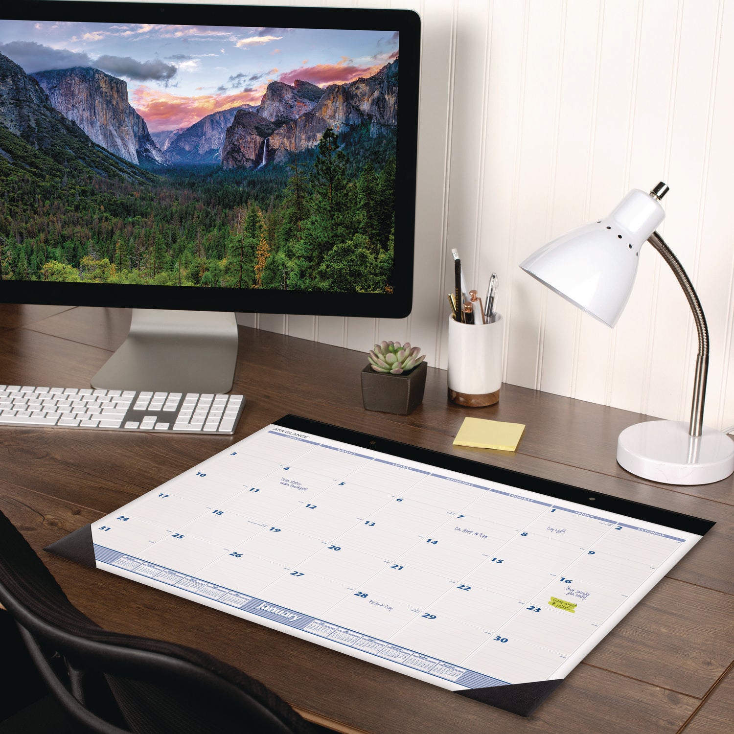 AT-A-GLANCE® Desk Pad, 24 x 19, White Sheets, Black Binding, Black Corners, 12-Month (Jan to Dec): 2025