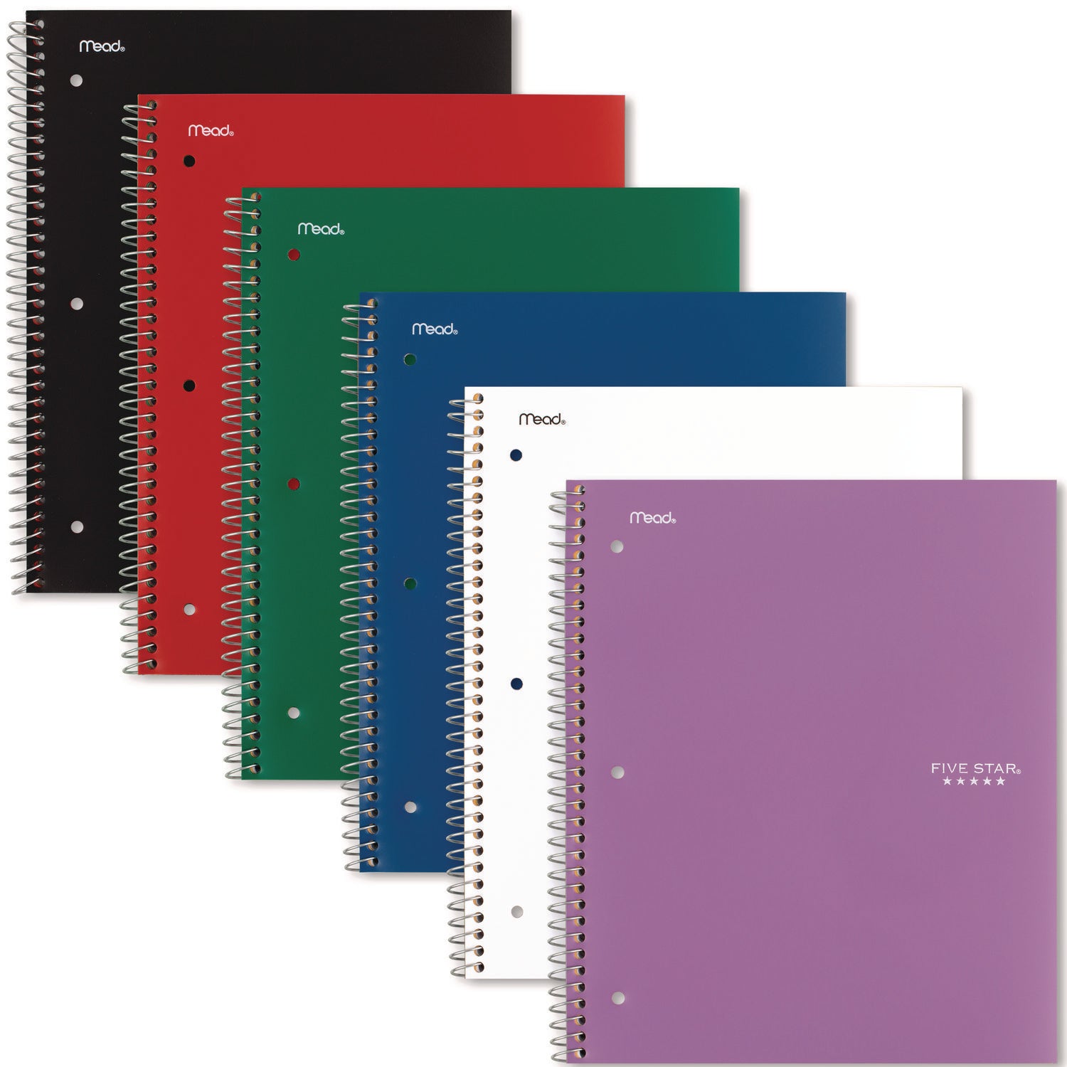 Wirebound Notebook with Four Pockets, 3-Subject, Medium/College Rule, Randomly Assorted Cover Color, (150) 11 x 8.5 Sheets