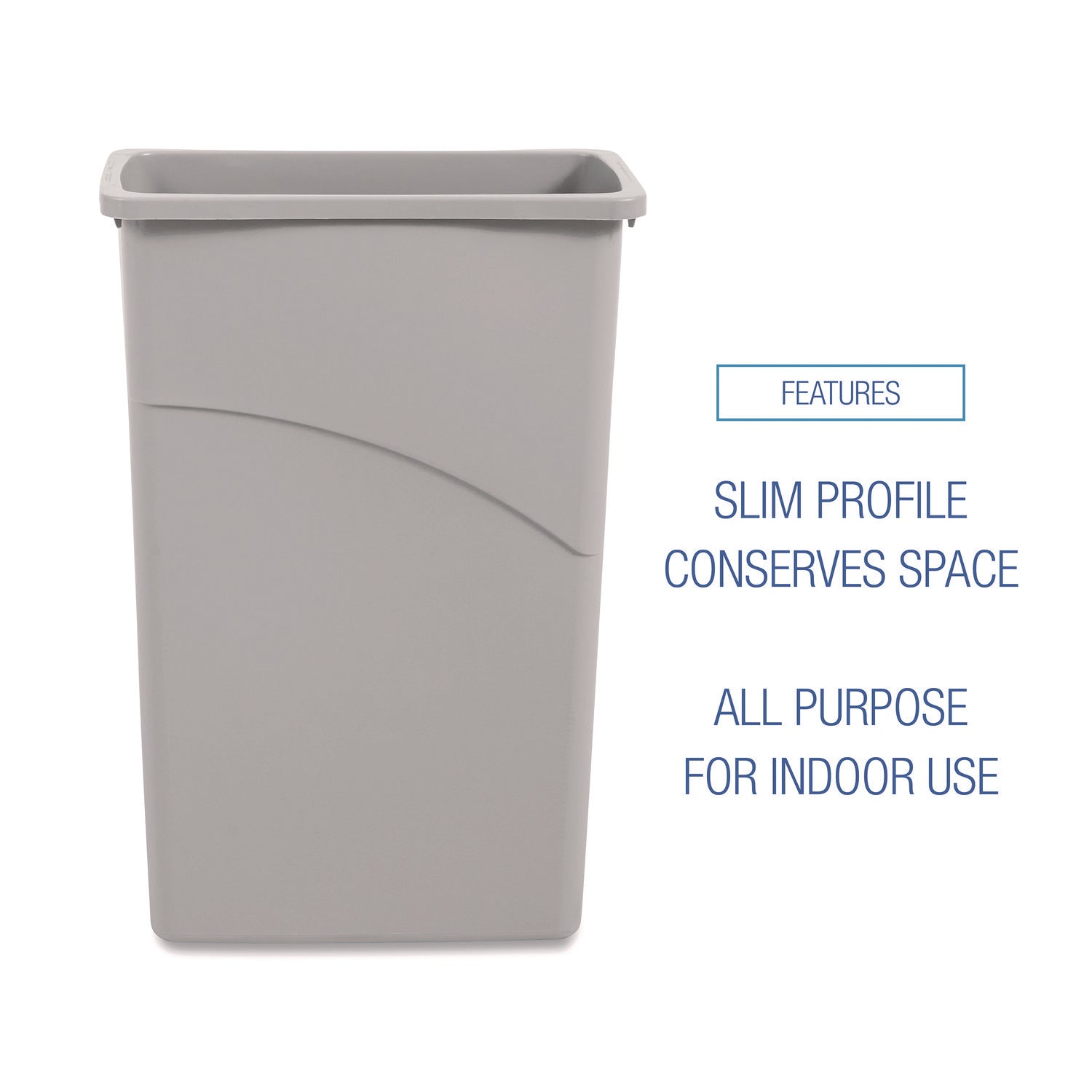 Boardwalk® Slim Waste Container, 23 gal, Plastic, Gray