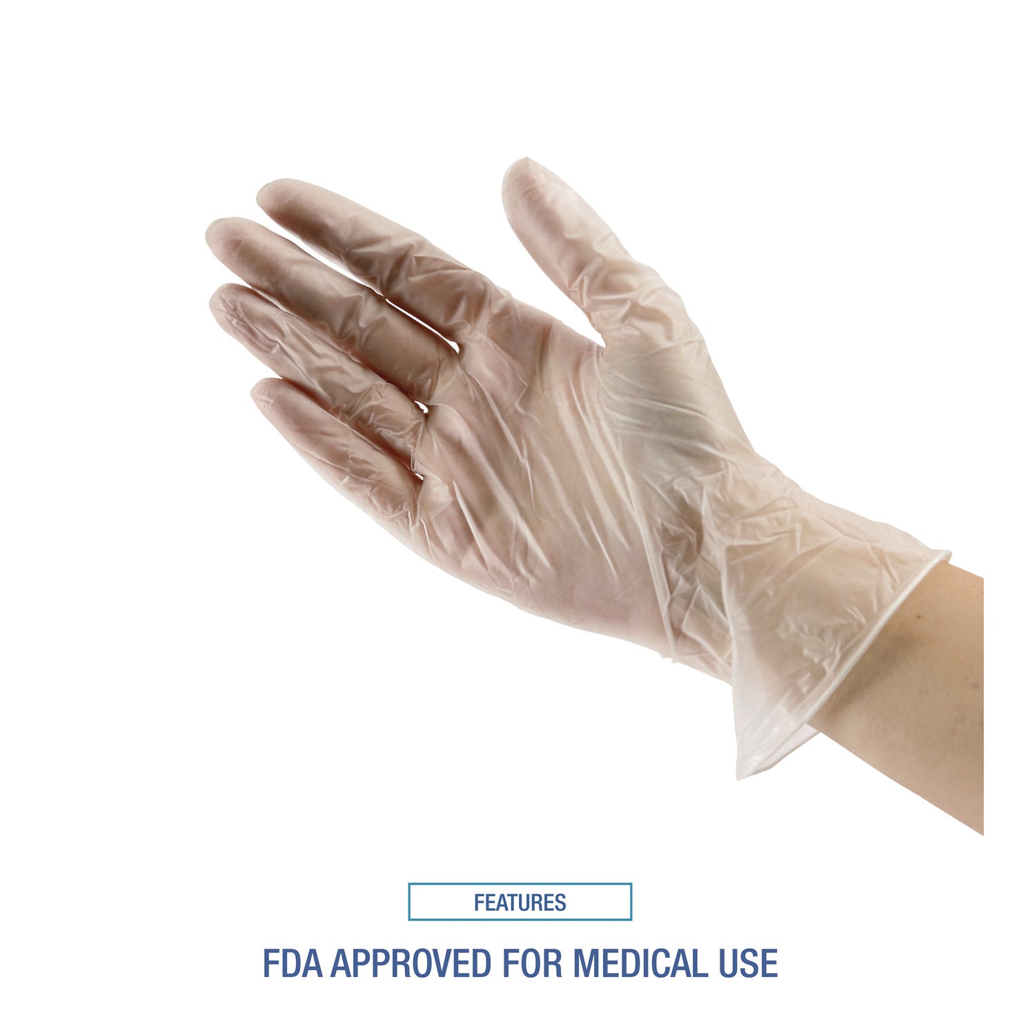 Boardwalk® Exam Vinyl Gloves, Powder/Latex-Free, 3 3/5 mil, Clear, Small, 100/Box