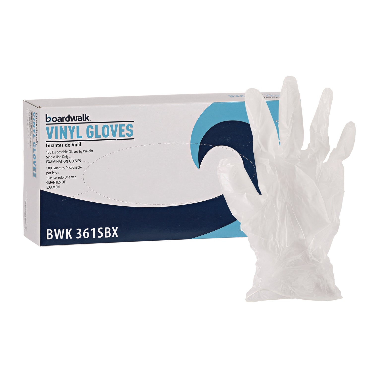 Exam Vinyl Gloves, Powder/Latex-Free, 3 3/5 mil, Clear, Small, 100/Box