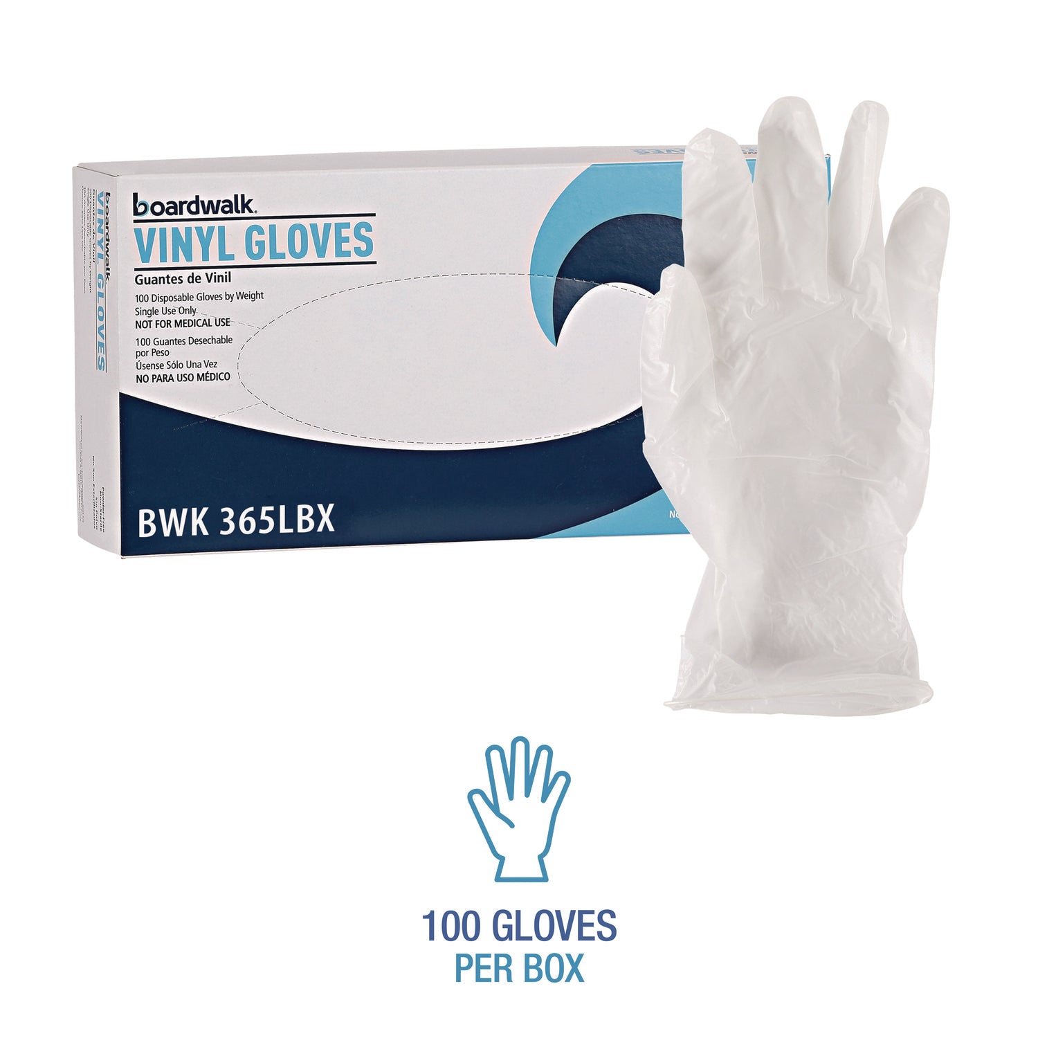 Boardwalk® General Purpose Vinyl Gloves, Powder/Latex-Free, 2.6 mil, Large, Clear, 100/Box