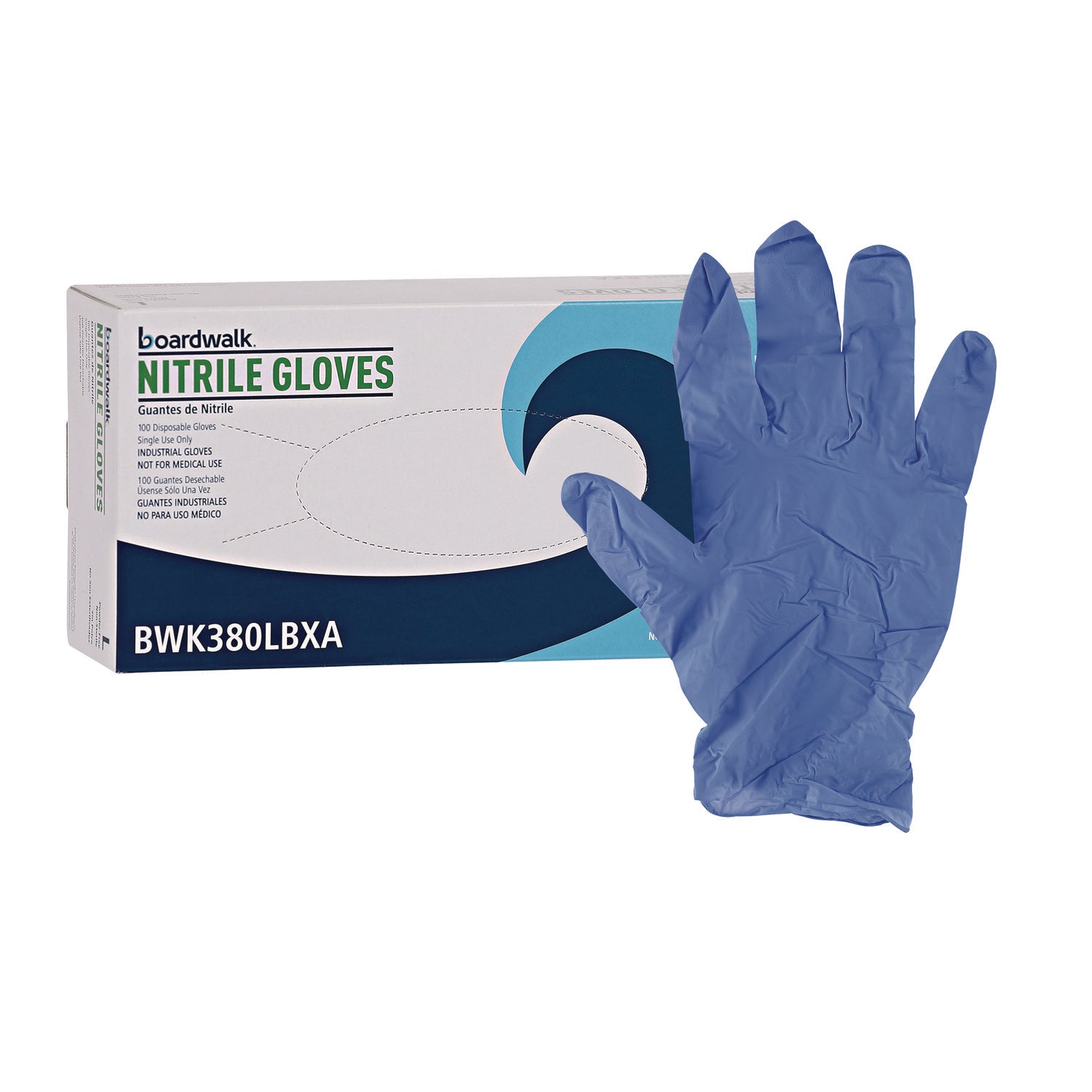 Disposable General-Purpose Nitrile Gloves, Large, Blue, 4 mil, 100/Box