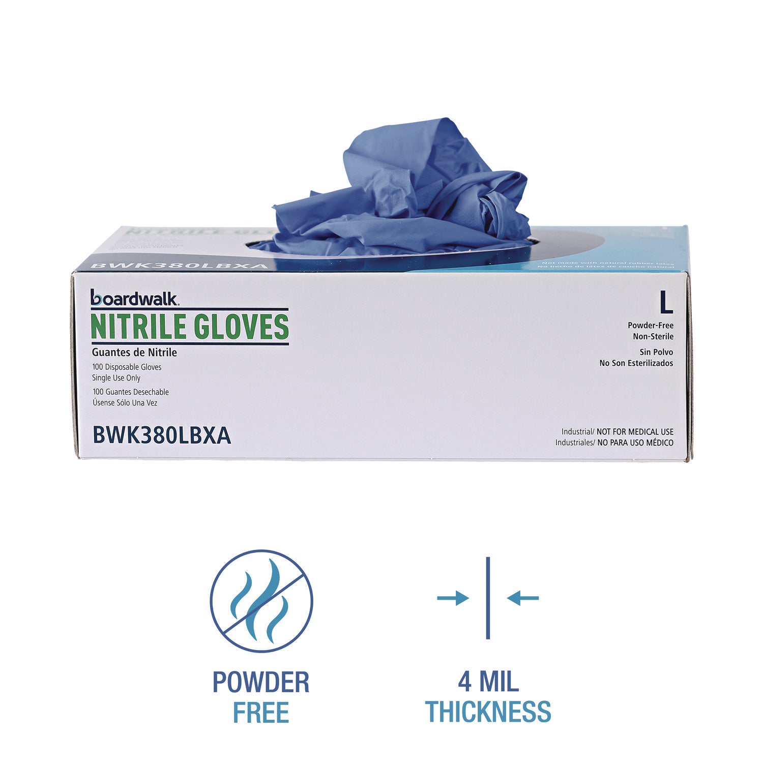 Boardwalk® Disposable General-Purpose Nitrile Gloves, Large, Blue, 4 mil, 1,000/Carton