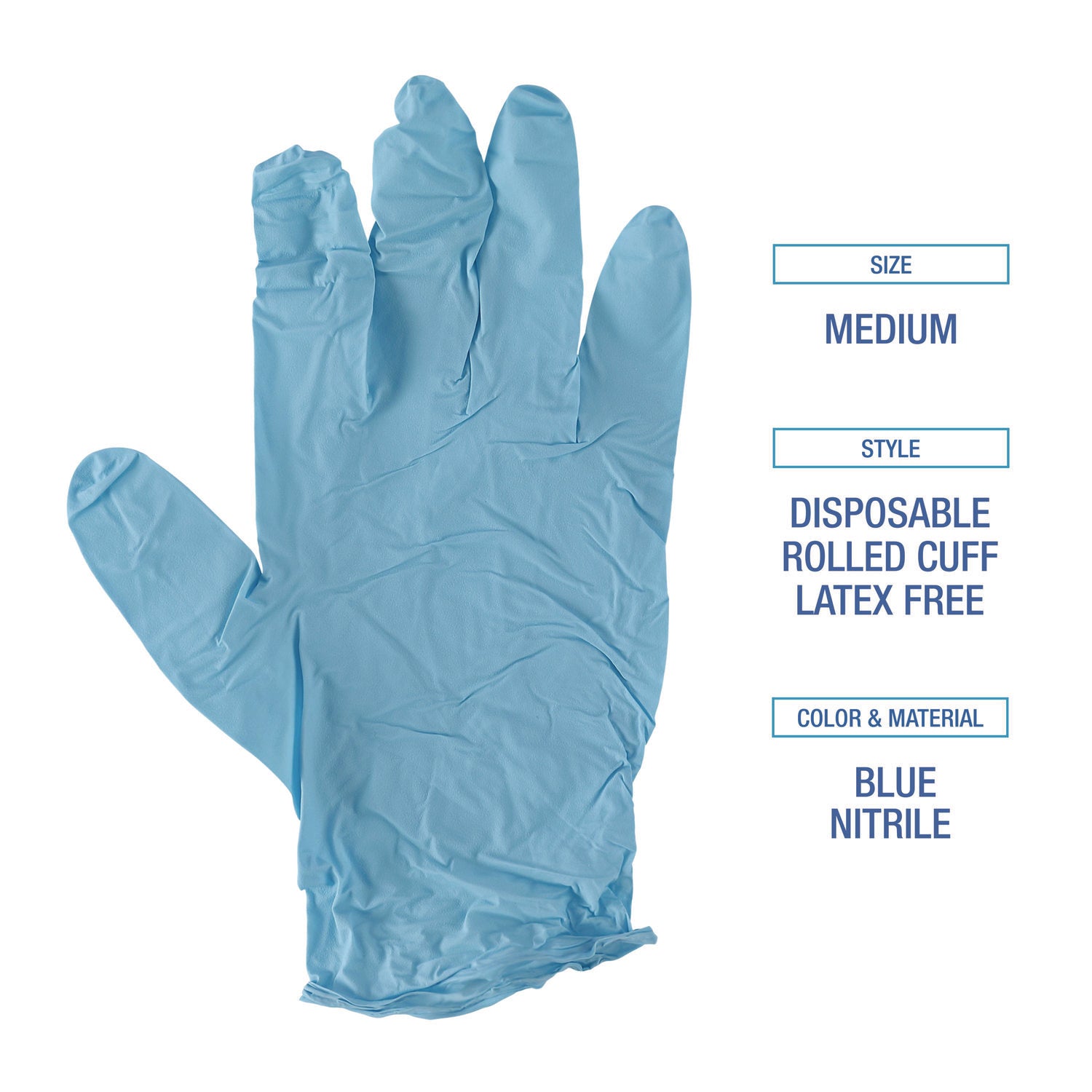 Boardwalk® Disposable Examination Nitrile Gloves, Medium, Blue, 5 mil, 100/Box