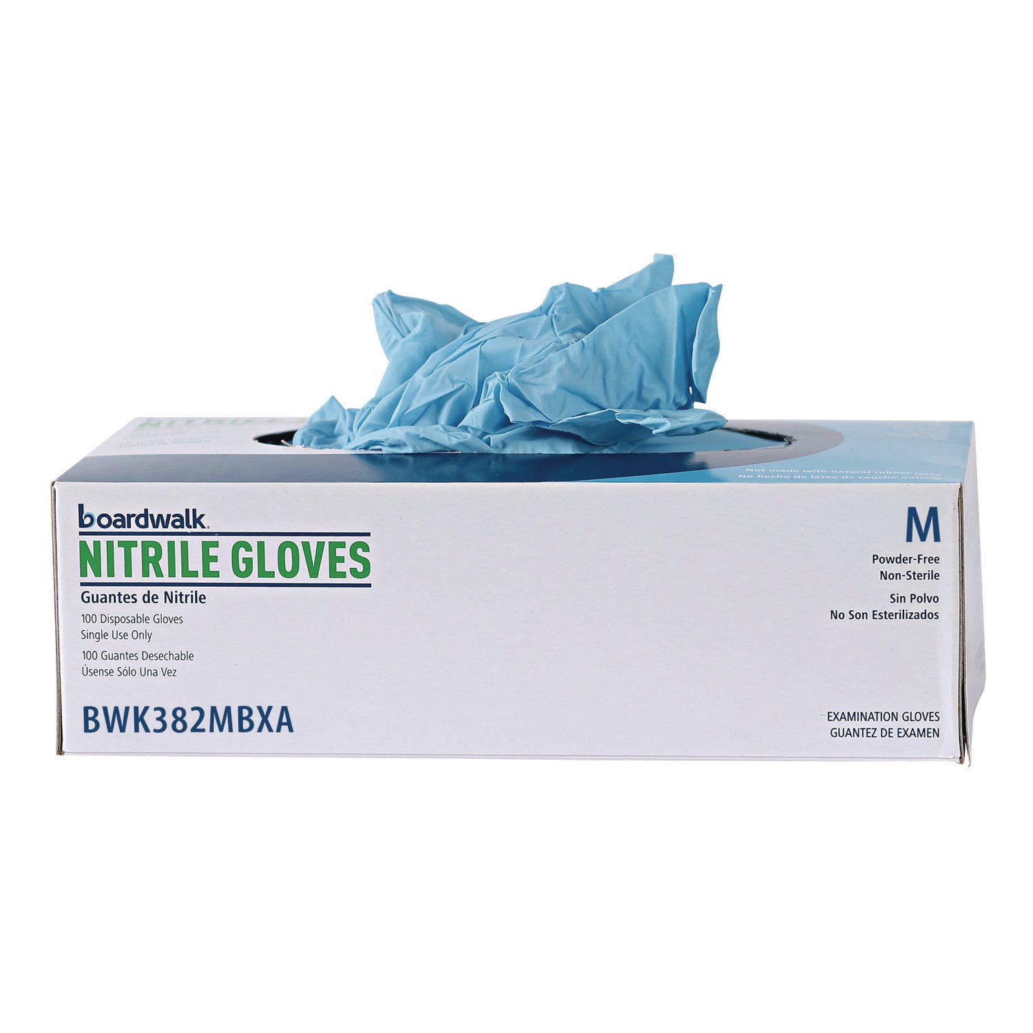 Boardwalk® Disposable Examination Nitrile Gloves, Medium, Blue, 5 mil, 100/Box