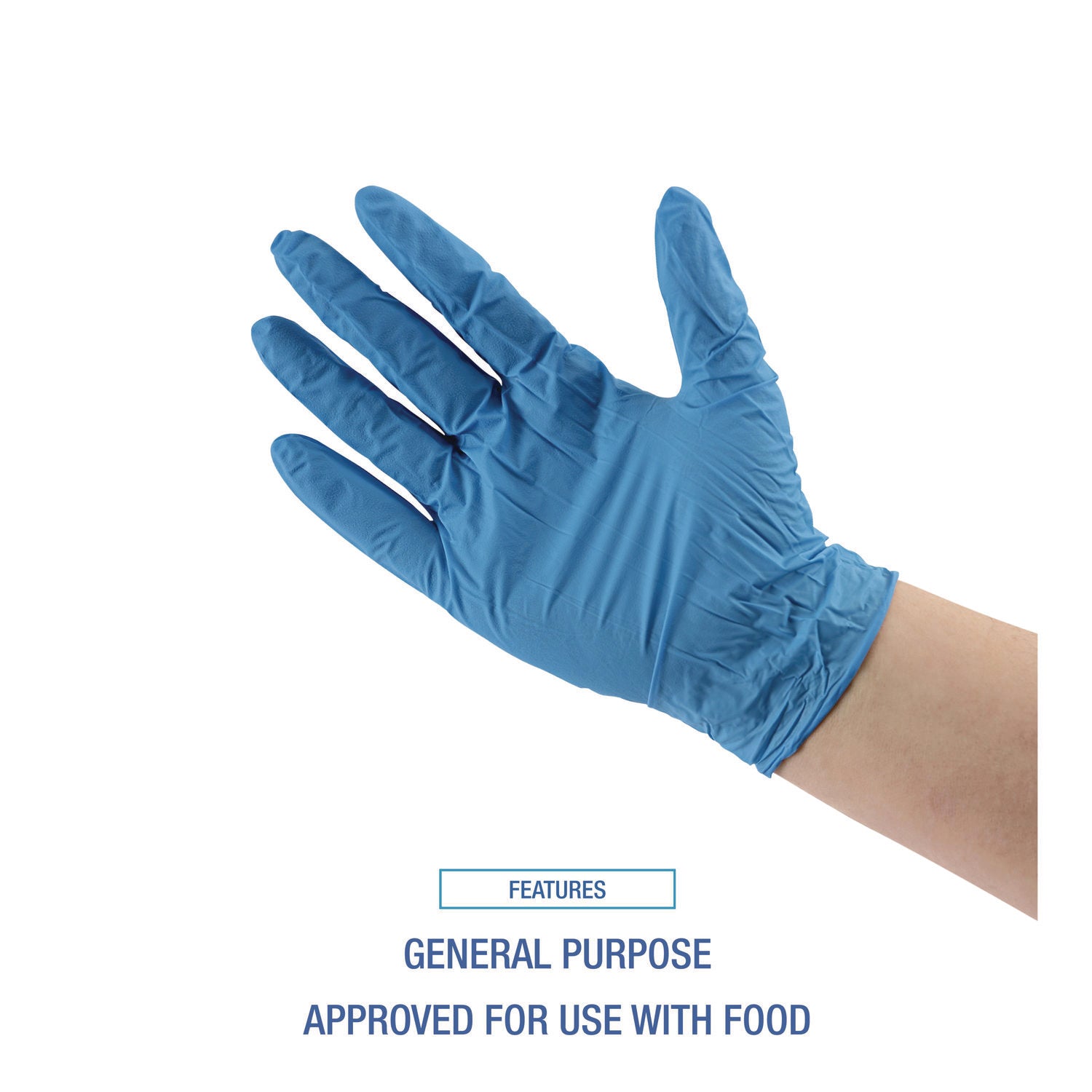 Boardwalk® Disposable Powder-Free Nitrile Gloves, Medium, Blue, 5 mil, 100/Box