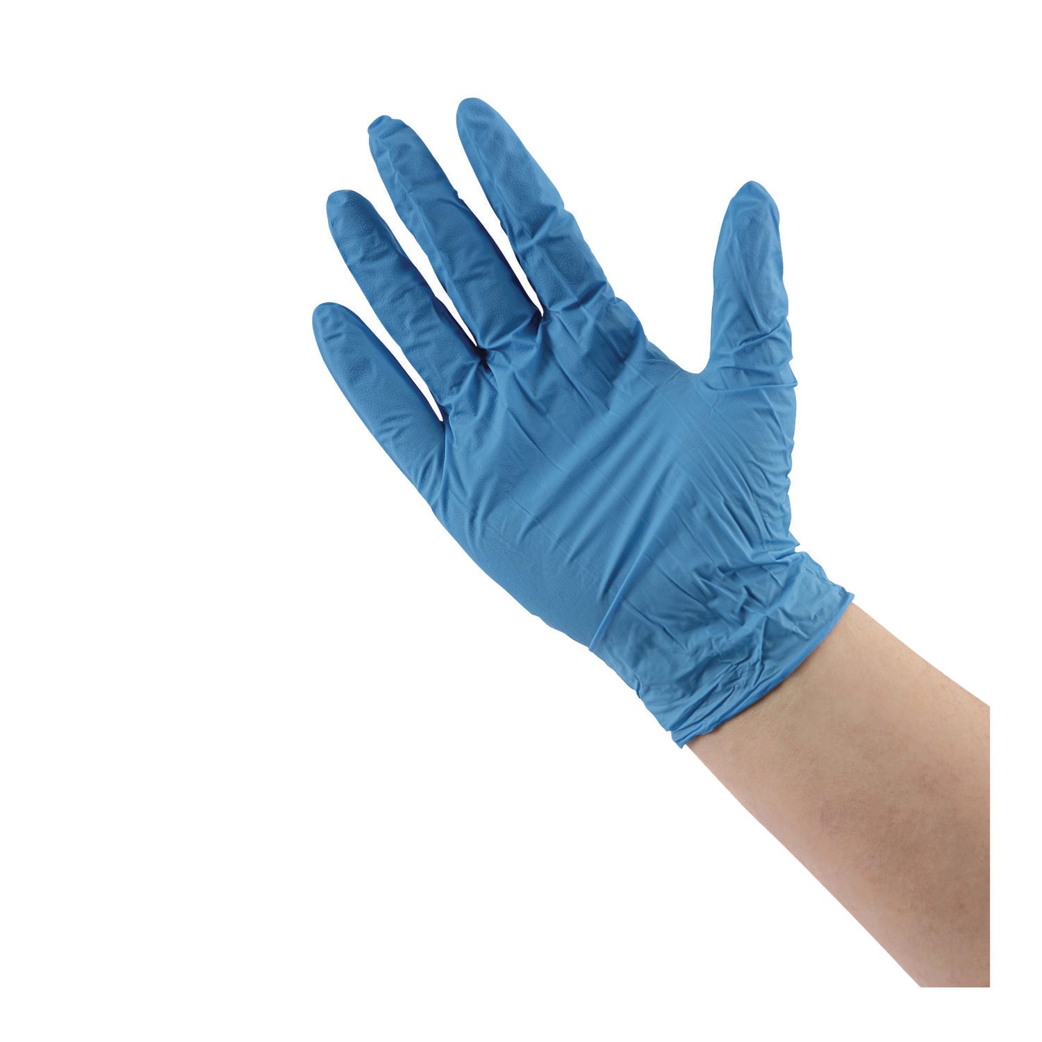 Boardwalk® Disposable Powder-Free Nitrile Gloves, Medium, Blue, 5 mil, 100/Box