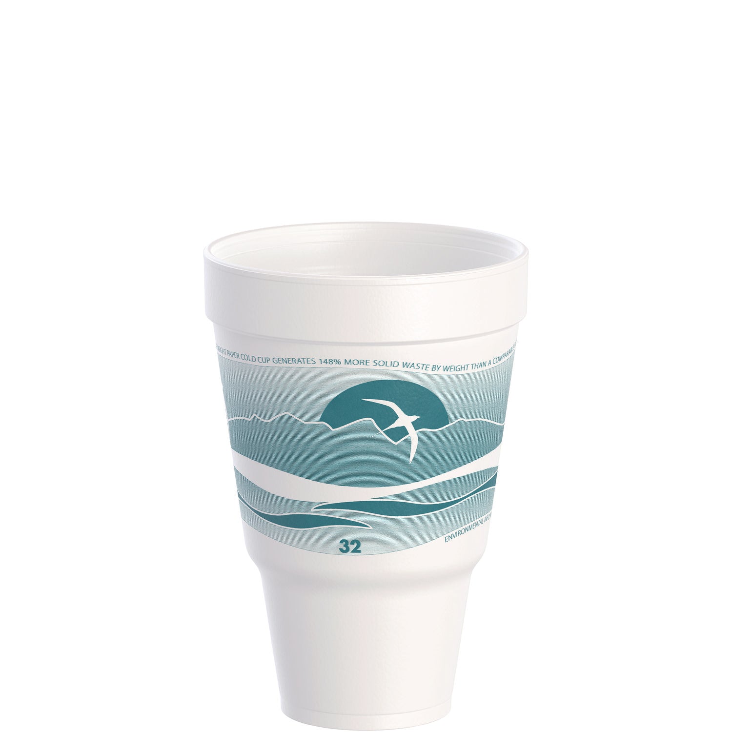 J Cup Insulated Foam Pedestal Cups, 32 oz, Printed, Teal/White, 25/Sleeve, 20 Sleeves/Carton