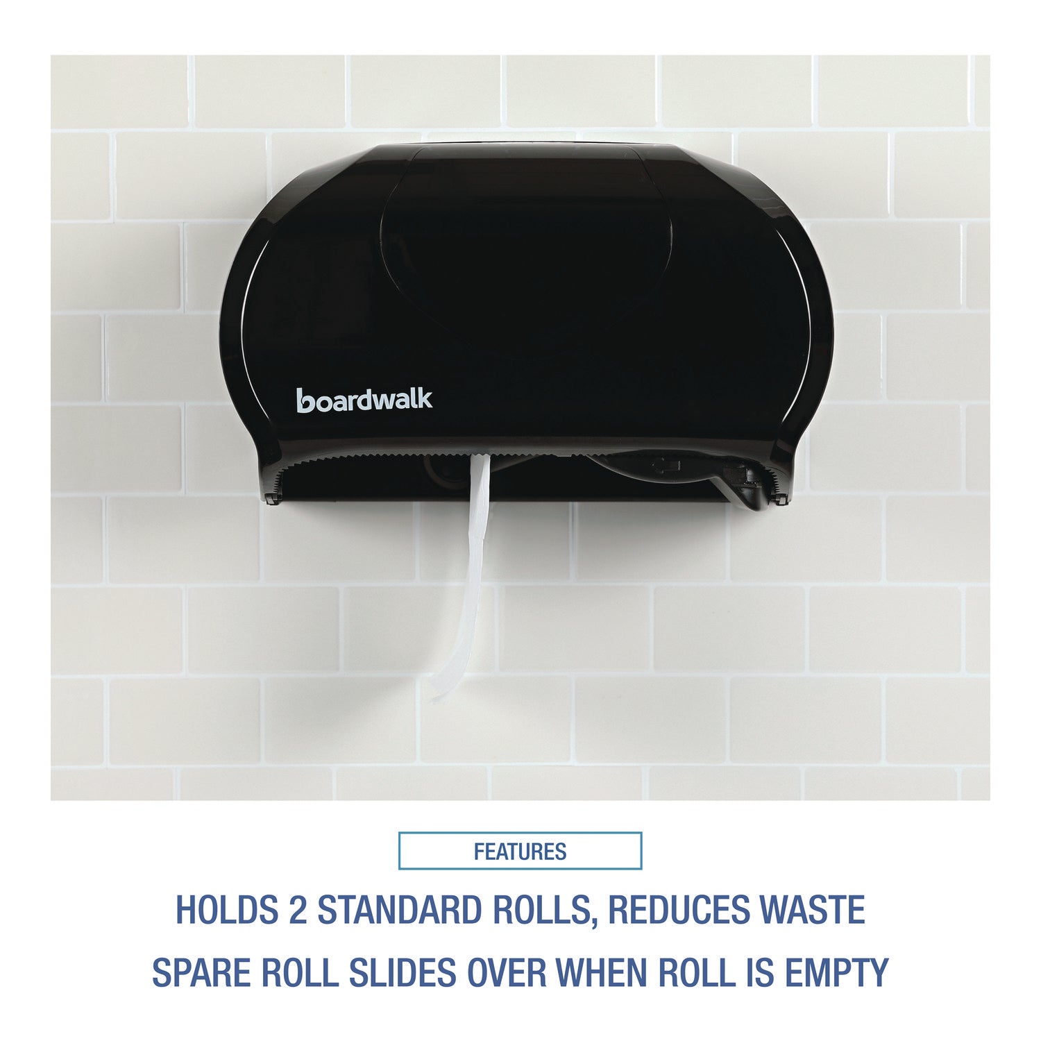 Boardwalk® Standard Twin Toilet Tissue Dispenser, 13 x 6.75 x 8.75, Black