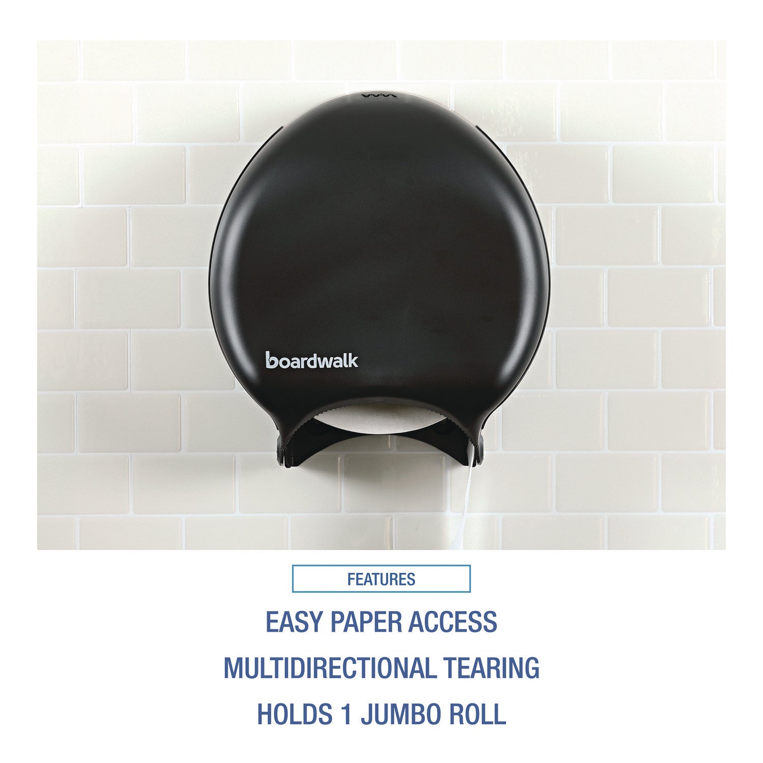 Boardwalk® Single Jumbo Toilet Tissue Dispenser, 11 x 6.25 x 12.25, Black