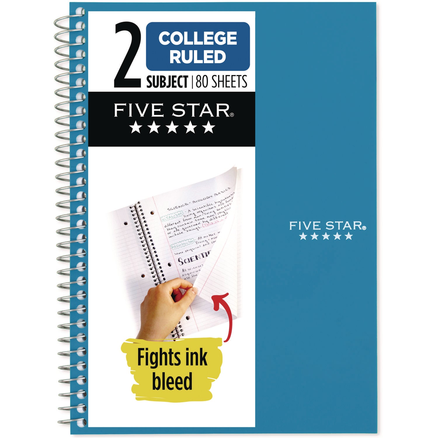 Wirebound Notebook, 2-Subject, Medium/College Rule, Randomly Assorted Cover Color, (80) 9.6 x 6 Sheets Five Star® Flipcost